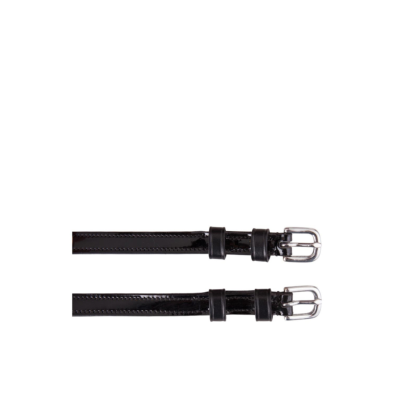 Lackleder Sporenriemen 12 mm in schwarz/silber