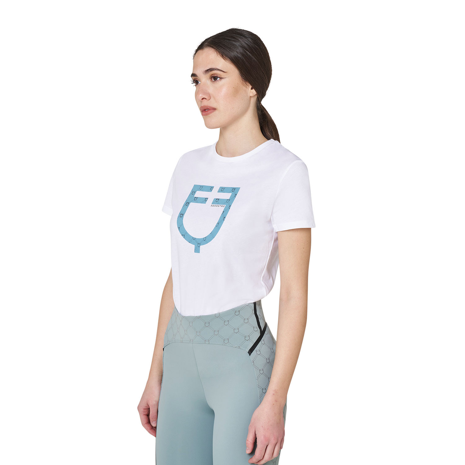 T-Shirt mit Monogramm-Logo in Velours-Optik für Damen
