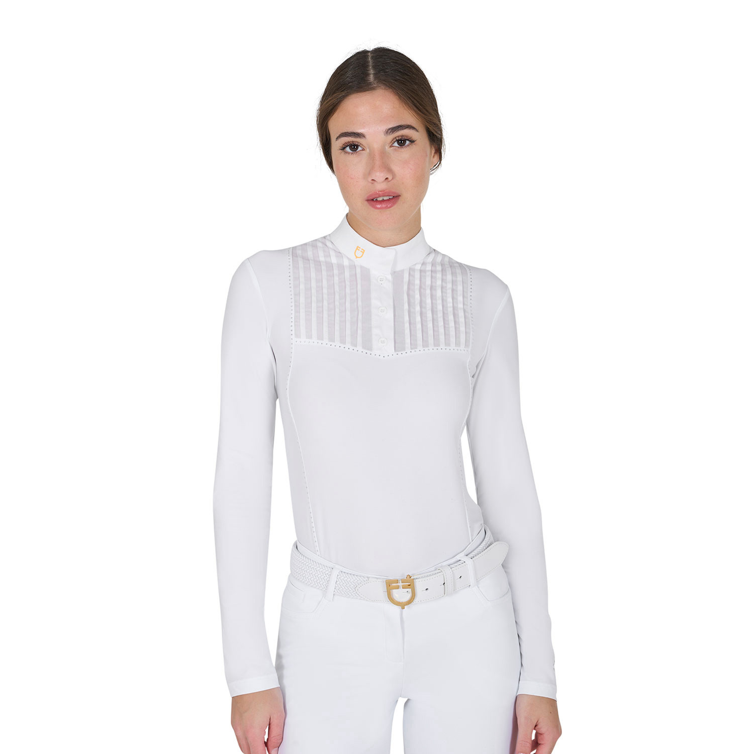 Tailliertes Damen-Turnierpoloshirt mit Strasssteinen