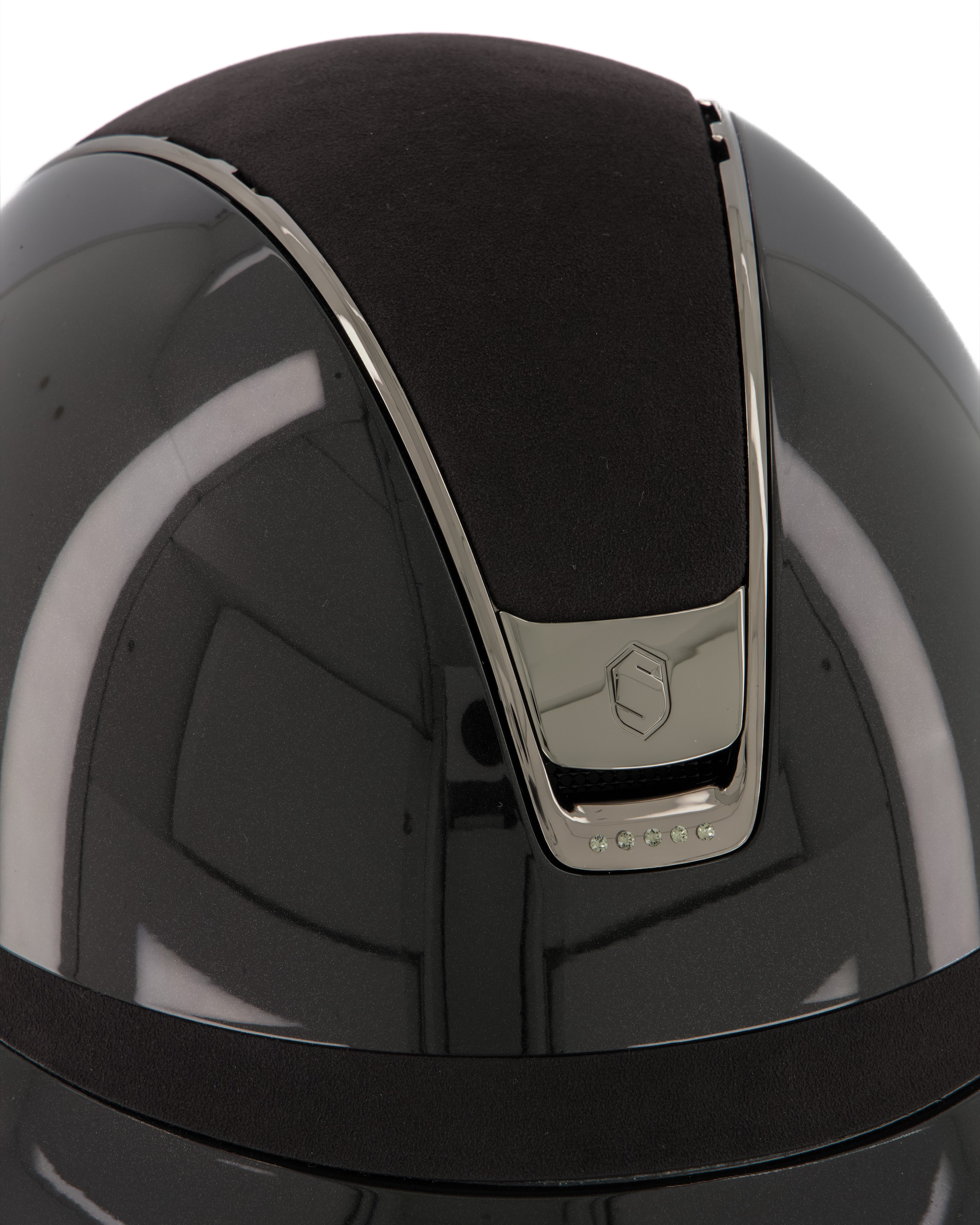 Riding helmet 2.0 Miss Shield Shadowglossy Alcantara 5 Swarovski in black