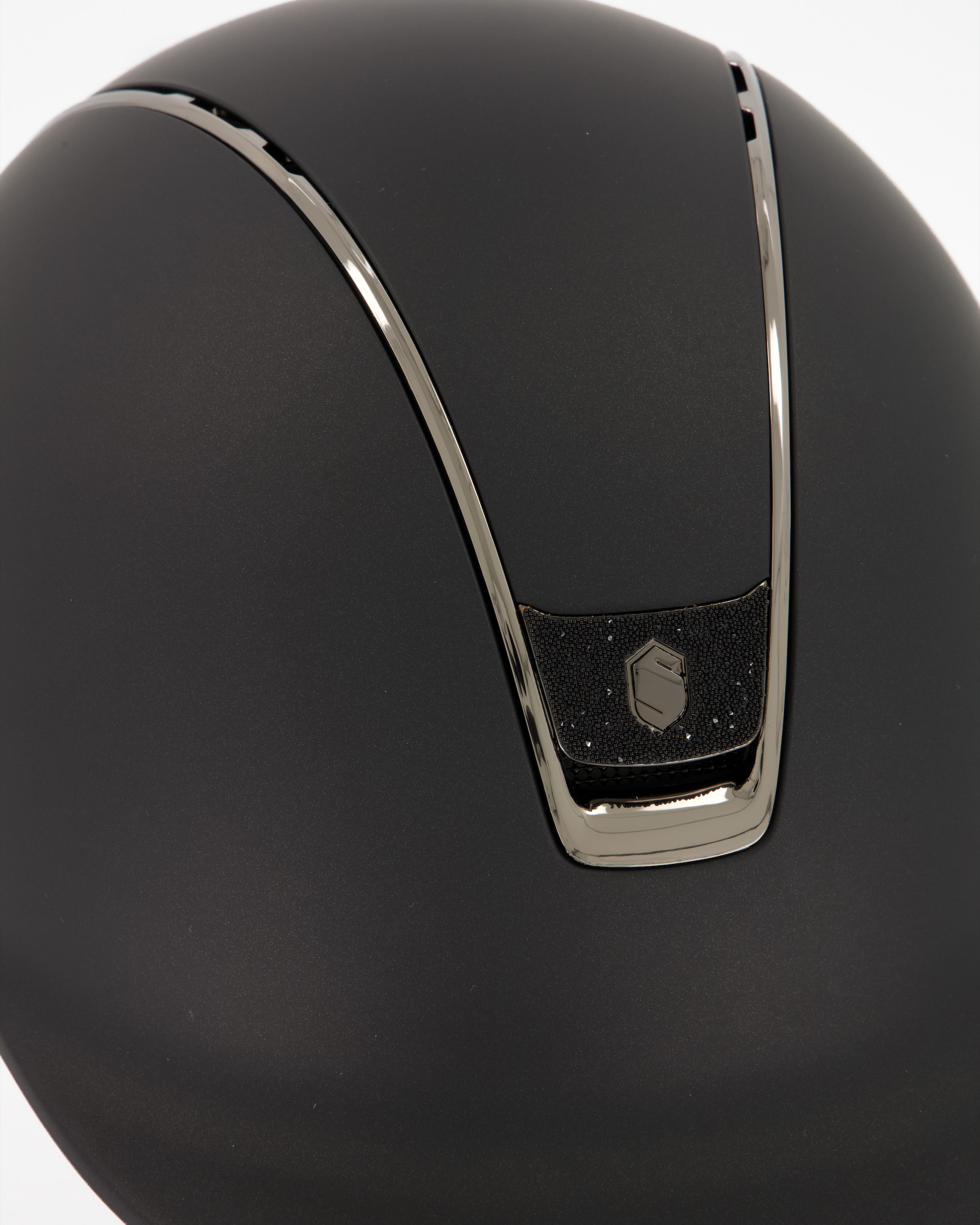 Riding helmet 2.0 Shadowmatt Trim Black Chrome Blason Crystal Fabric Black in black
