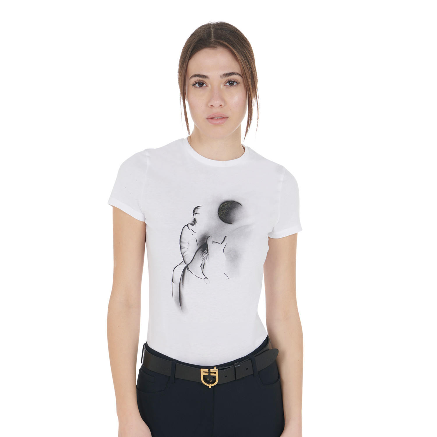 Tailliertes T-Shirt mit Moonlight-Print
