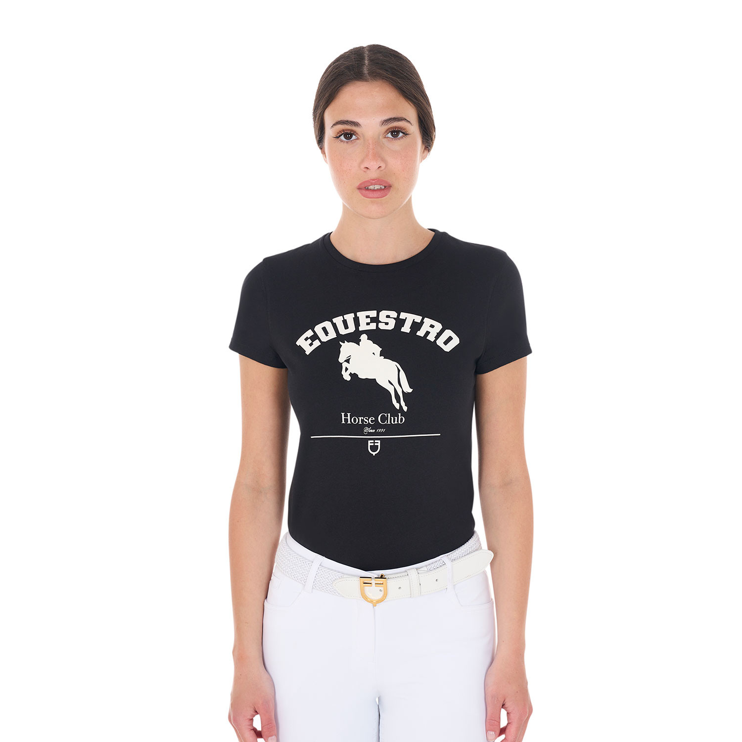 Damen-Baumwoll-T-Shirt Jumping Horse Club