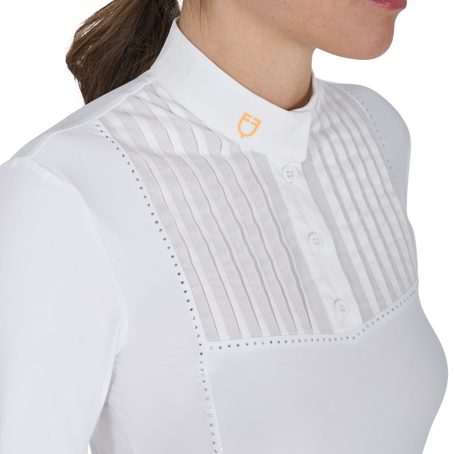 Tailliertes Damen-Turnierpoloshirt mit Strasssteinen