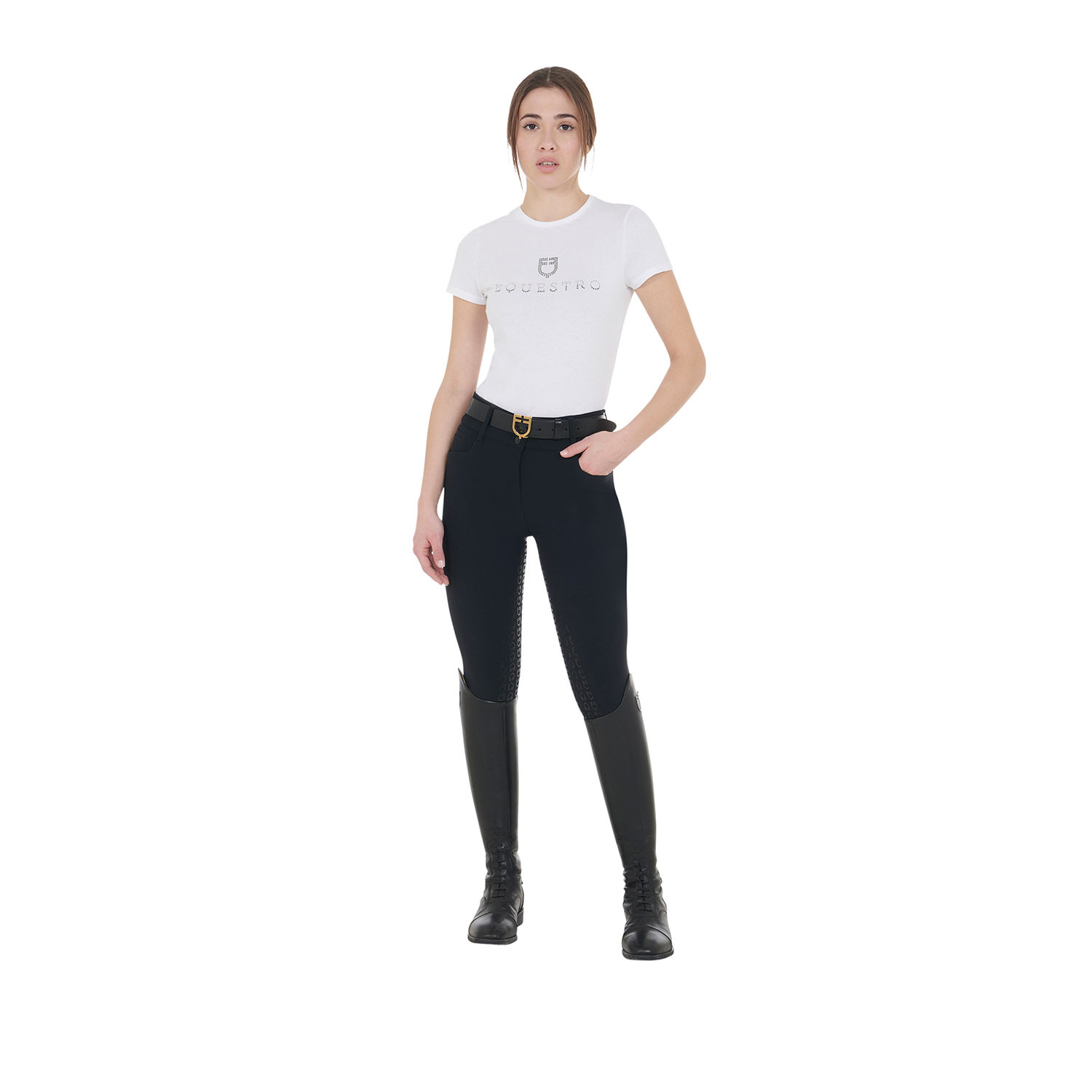 Damen-Reithose High Waist mit Vollbesatz