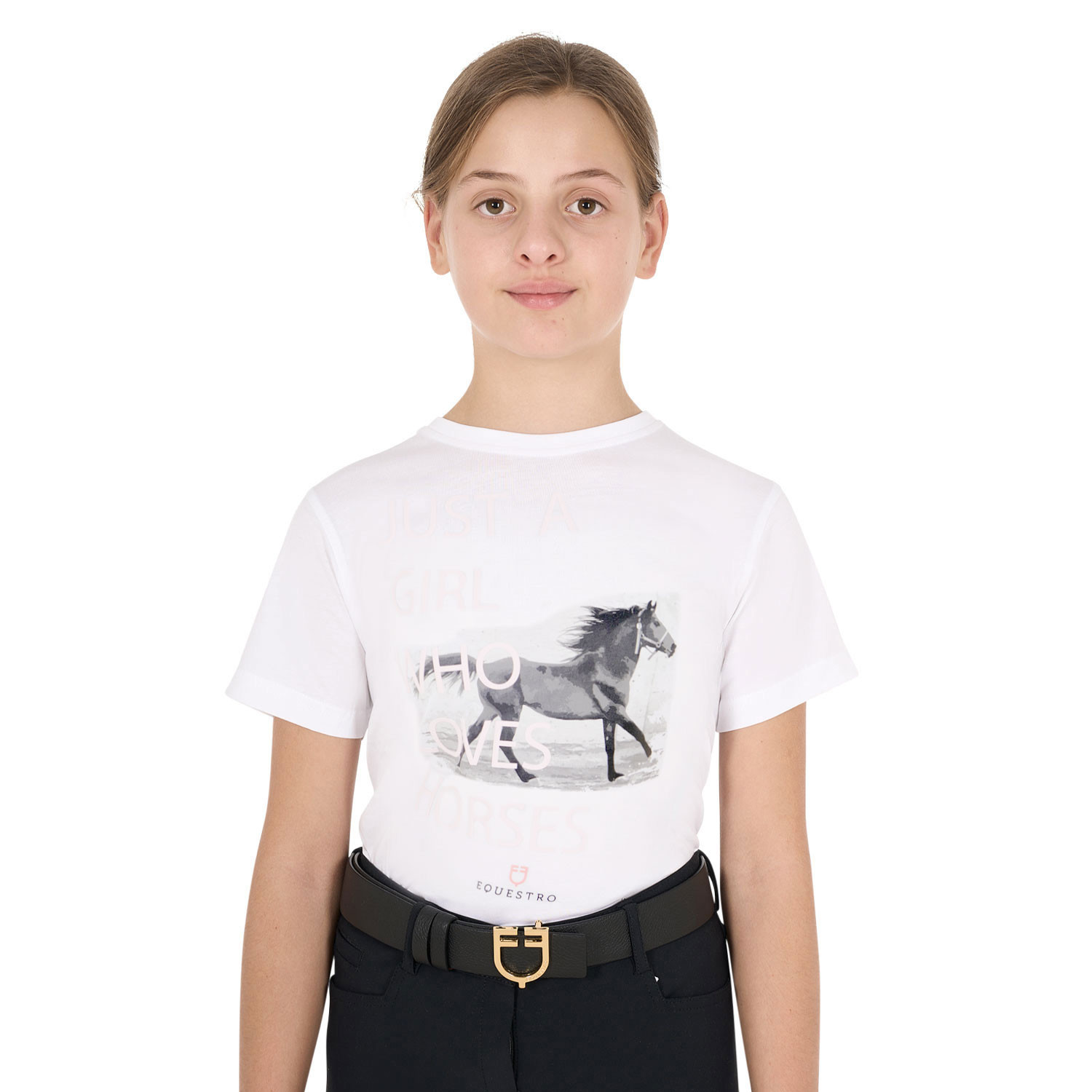 Baumwoll-T-Shirt für Mädchen mit Pferdemotiv