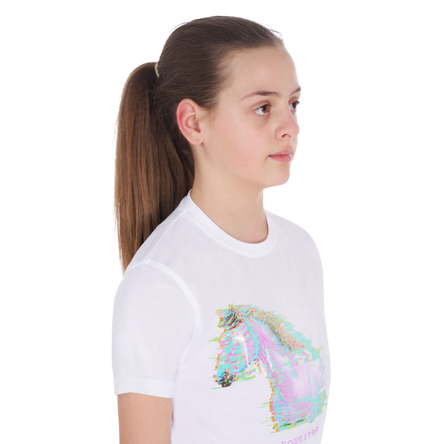 Schmal geschnittenes T-Shirt für Mädchen mit Pferdeprint