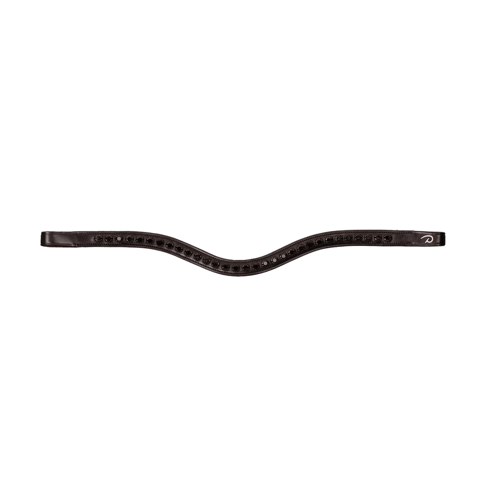 Browband in V-shape with black Swarovski crystals