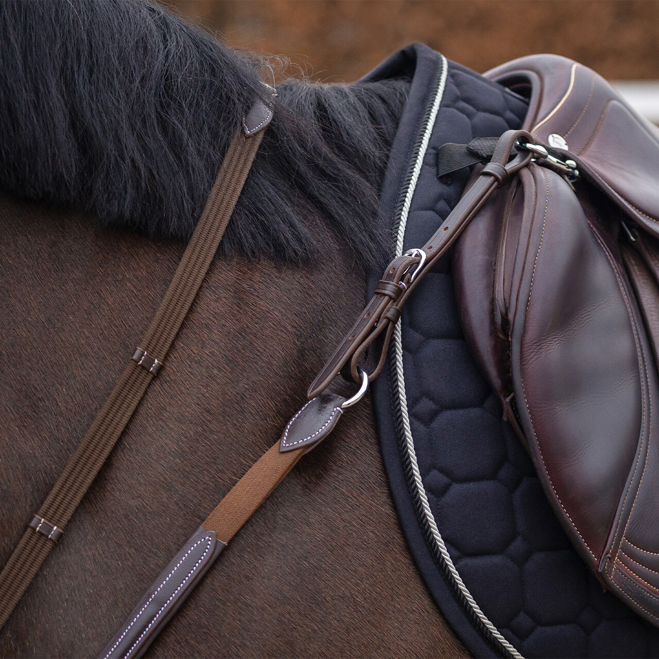 Front harness with luxury stitching