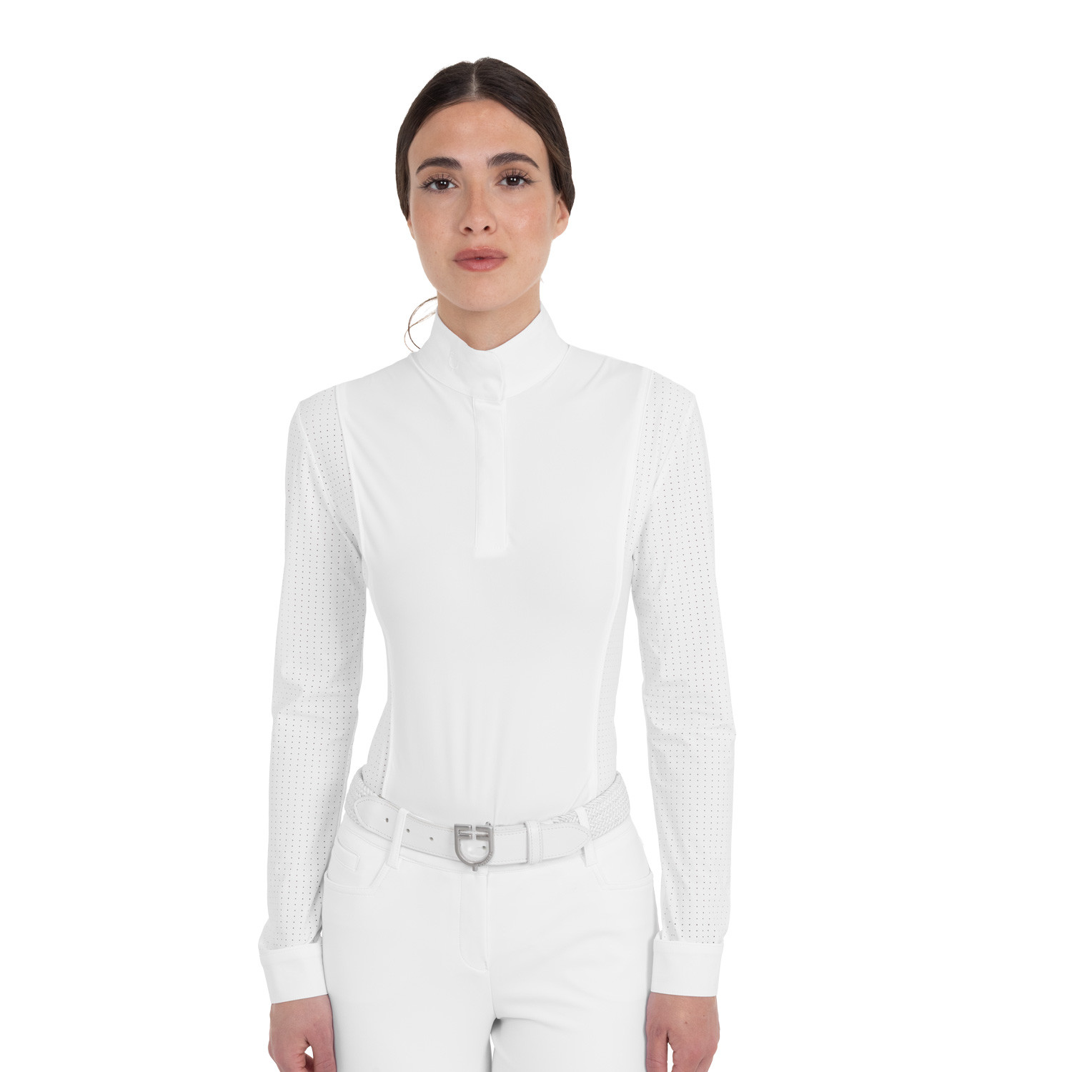 Perforiertes langärmliges Damen-Turnierpolo