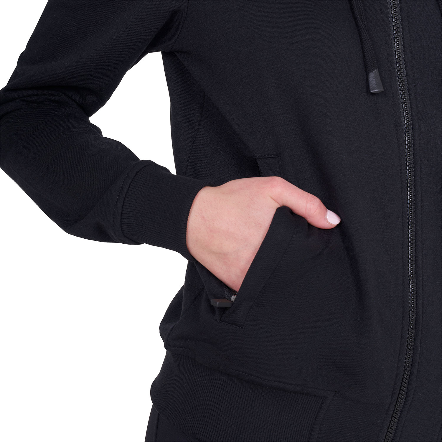 Sweatshirt für Damen mit verstellbarer Kapuze und Reißverschluss