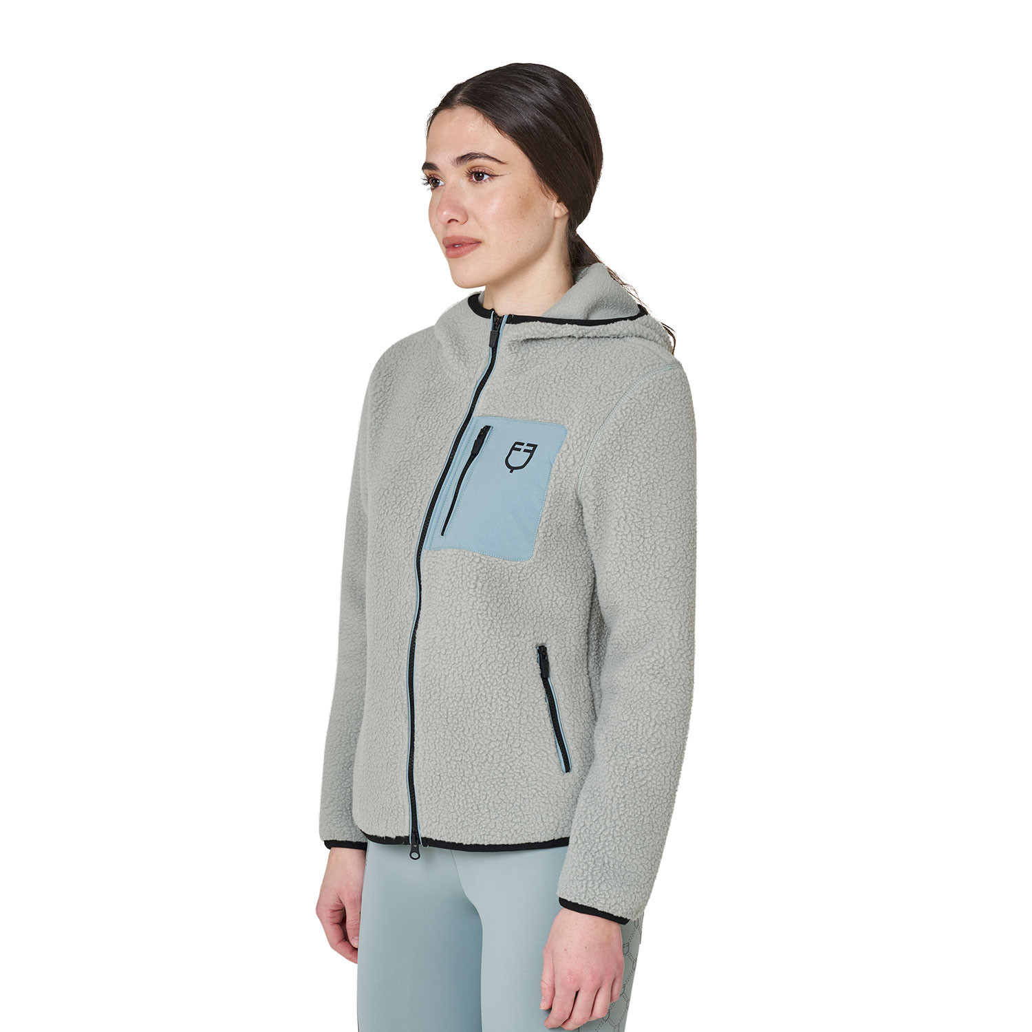 Damen-Teddyfleece-Kapuzenjacke mit Reißverschluss