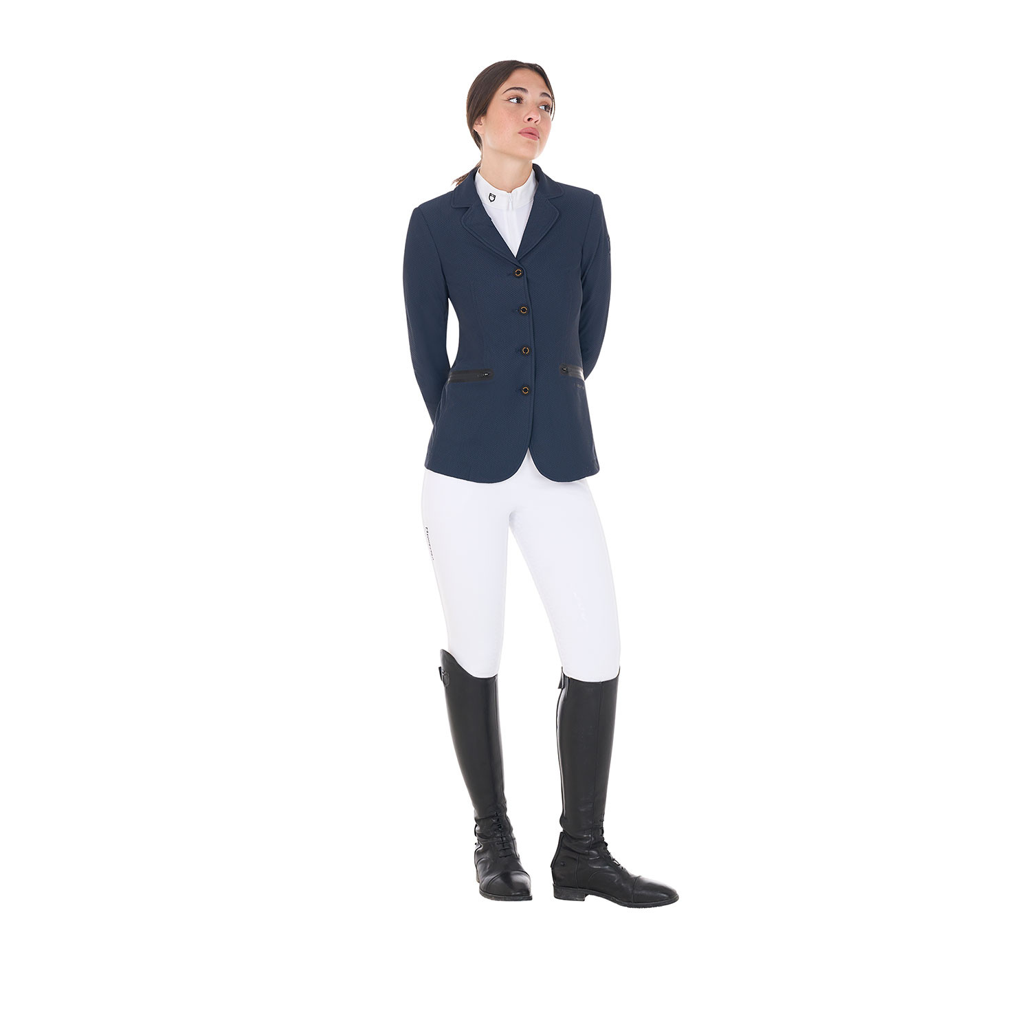 Turnierjacket für Damen mit vier Knöpfen aus perforiertem Stoff