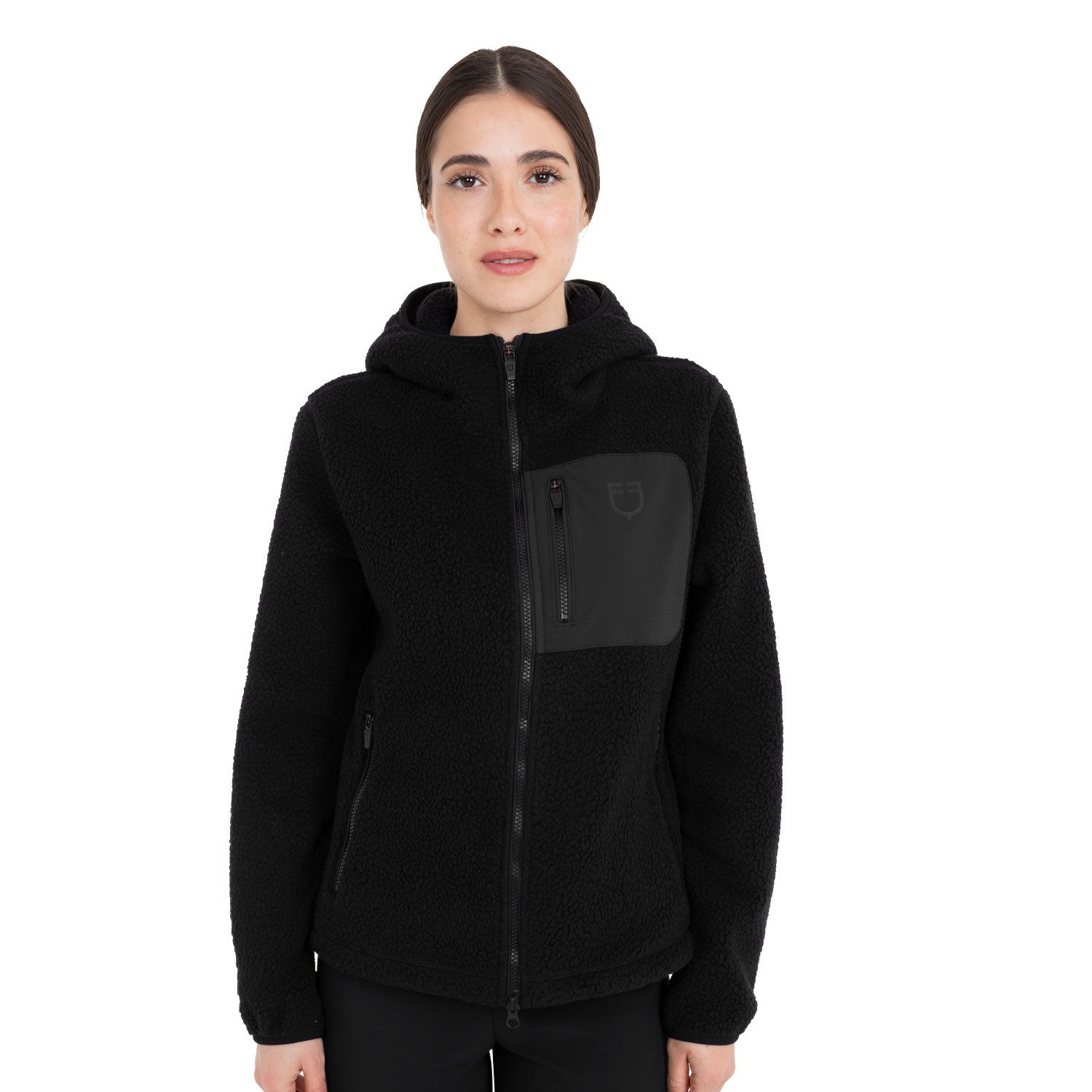 Damen-Teddyfleece-Kapuzenjacke mit Reißverschluss