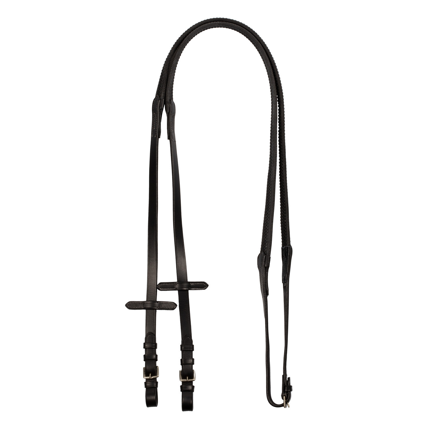 Leder-Gummizügel mit silbernen Beschlägen (1,6 cm)