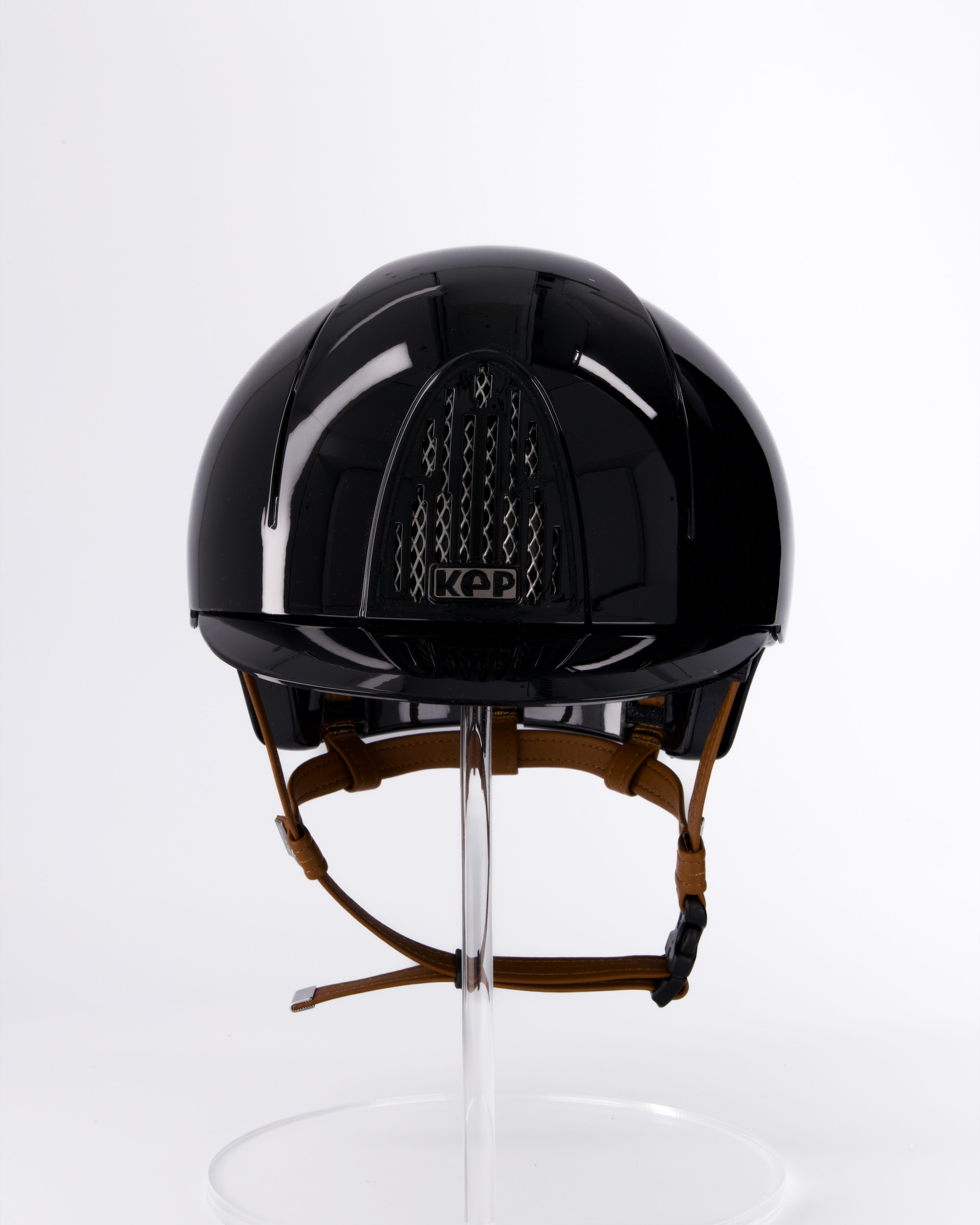 Riding helmet Cromo ABS Cromo Smart Polish in black with beige chin strap