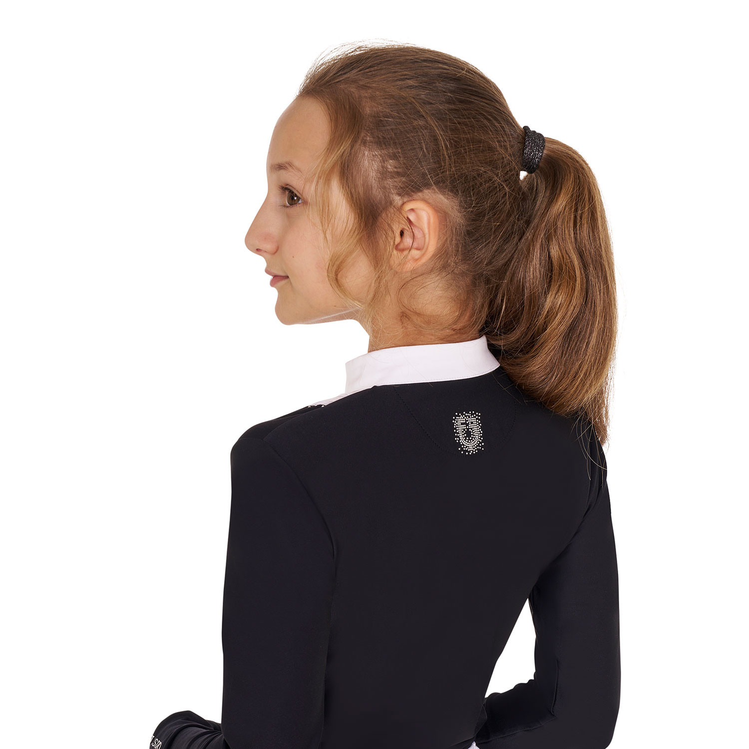 Polo de concours fille coupe ajustée avec strass