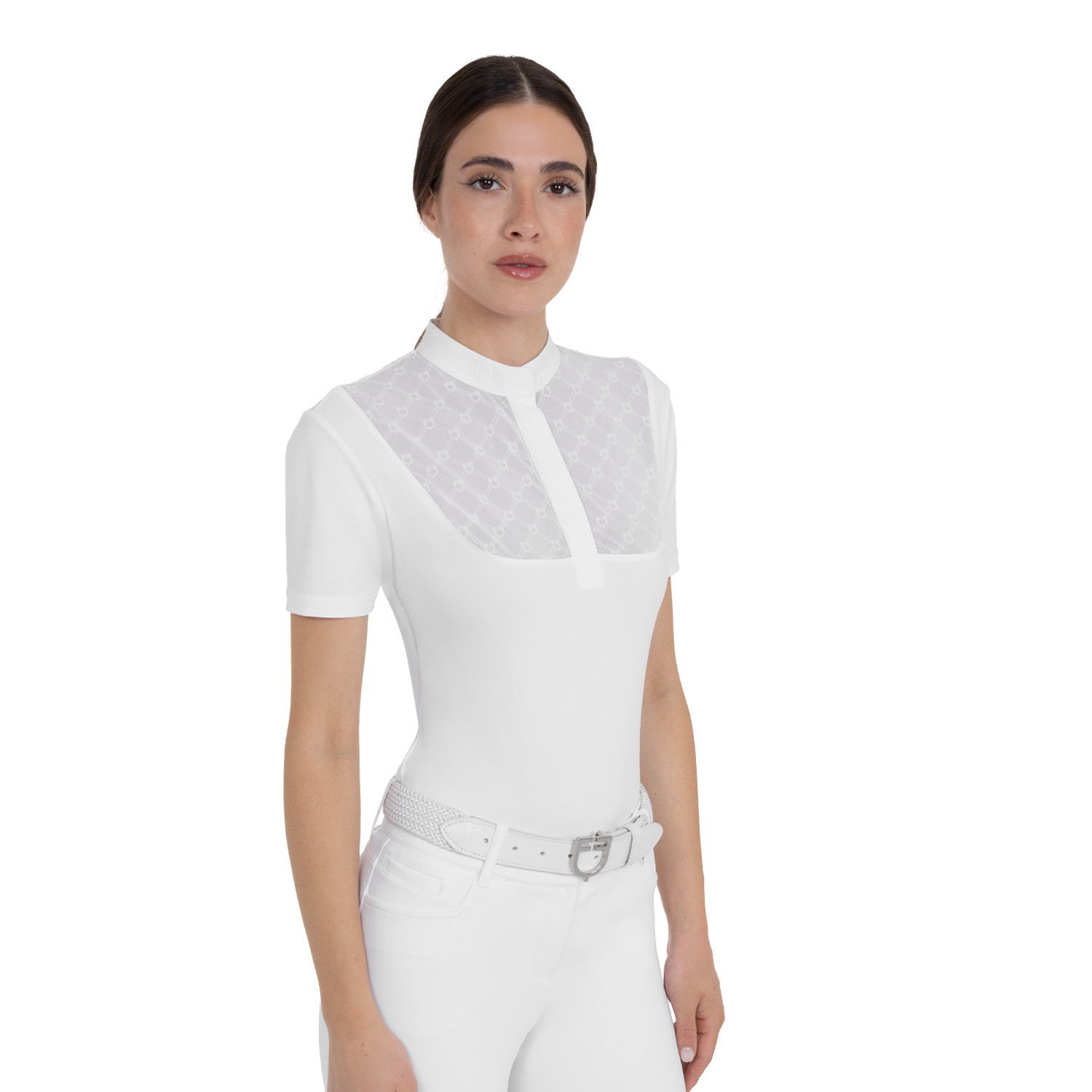 Damen-Turnierpolo mit Tüll-Einsätzen