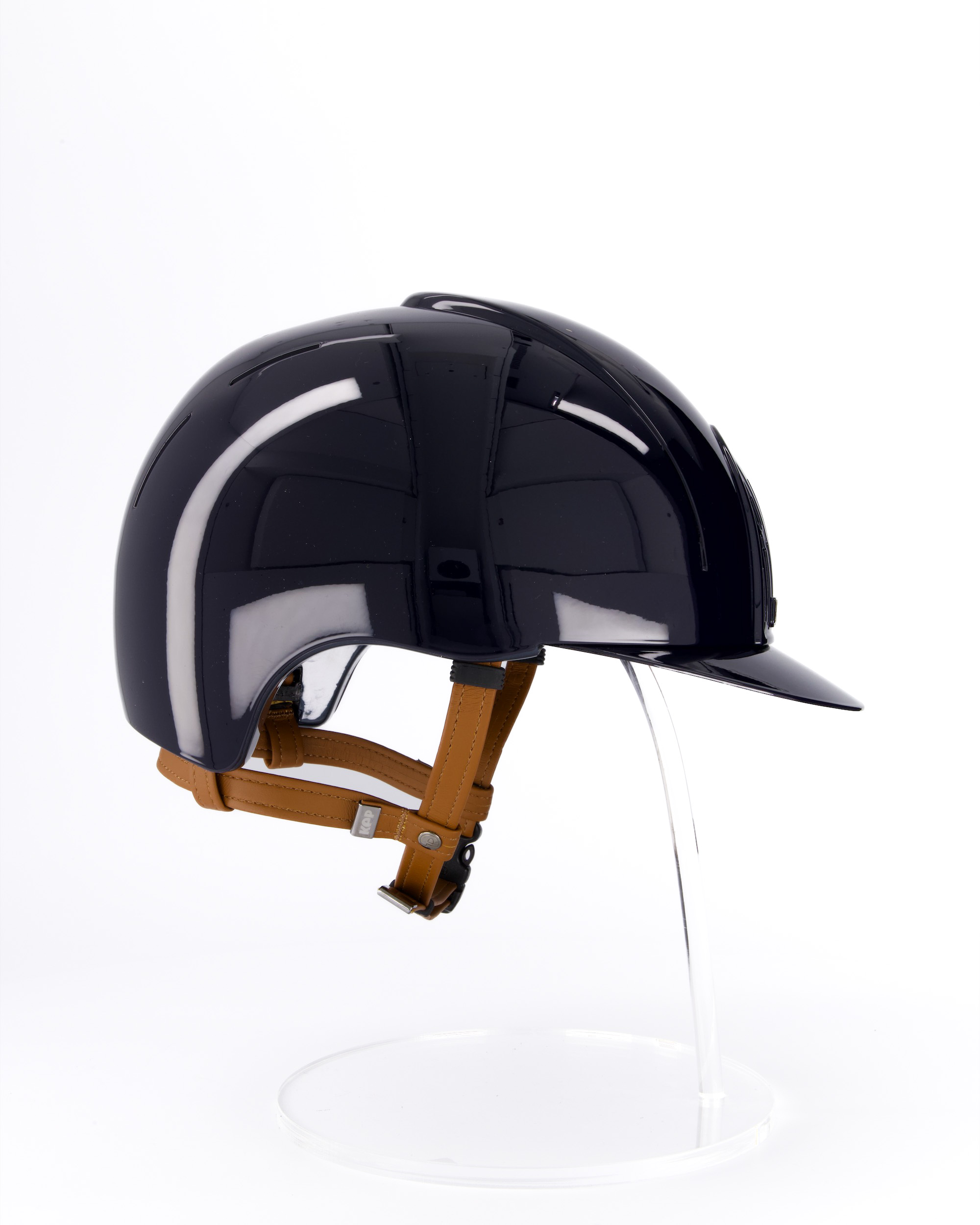 Riding helmet Cromo ABS Cromo Smart Polish in blue with beige chin strap