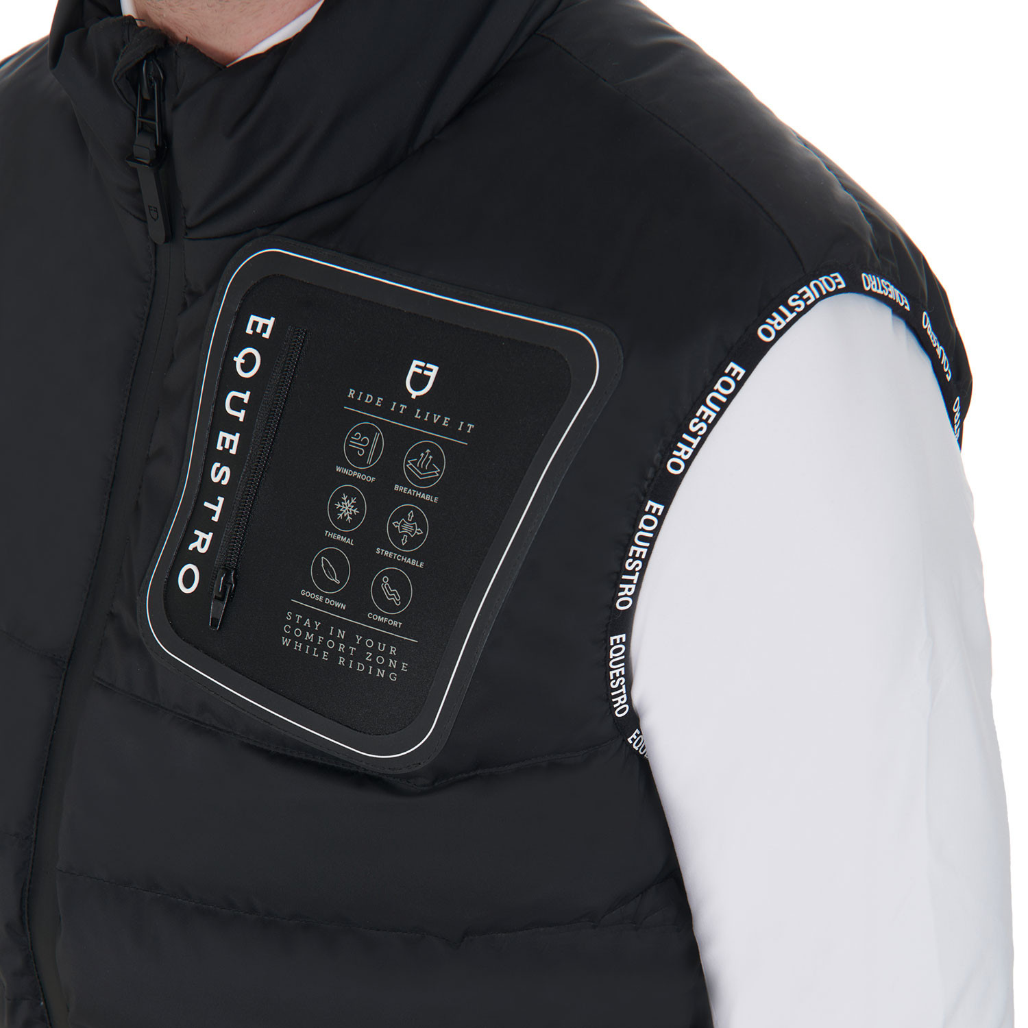 Herrenweste aus Stretchmaterial mit Silikon-Patch