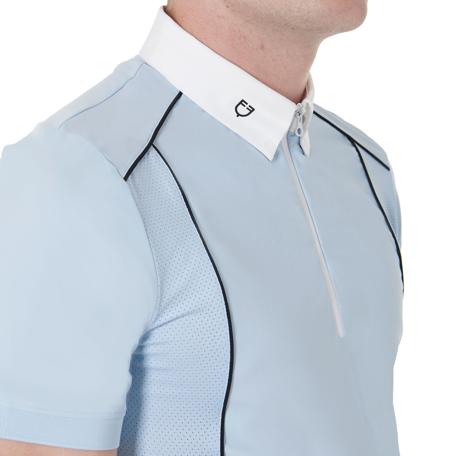 Tailliertes Herren-Poloshirt aus Funktionsgewebe mit Paspelierung