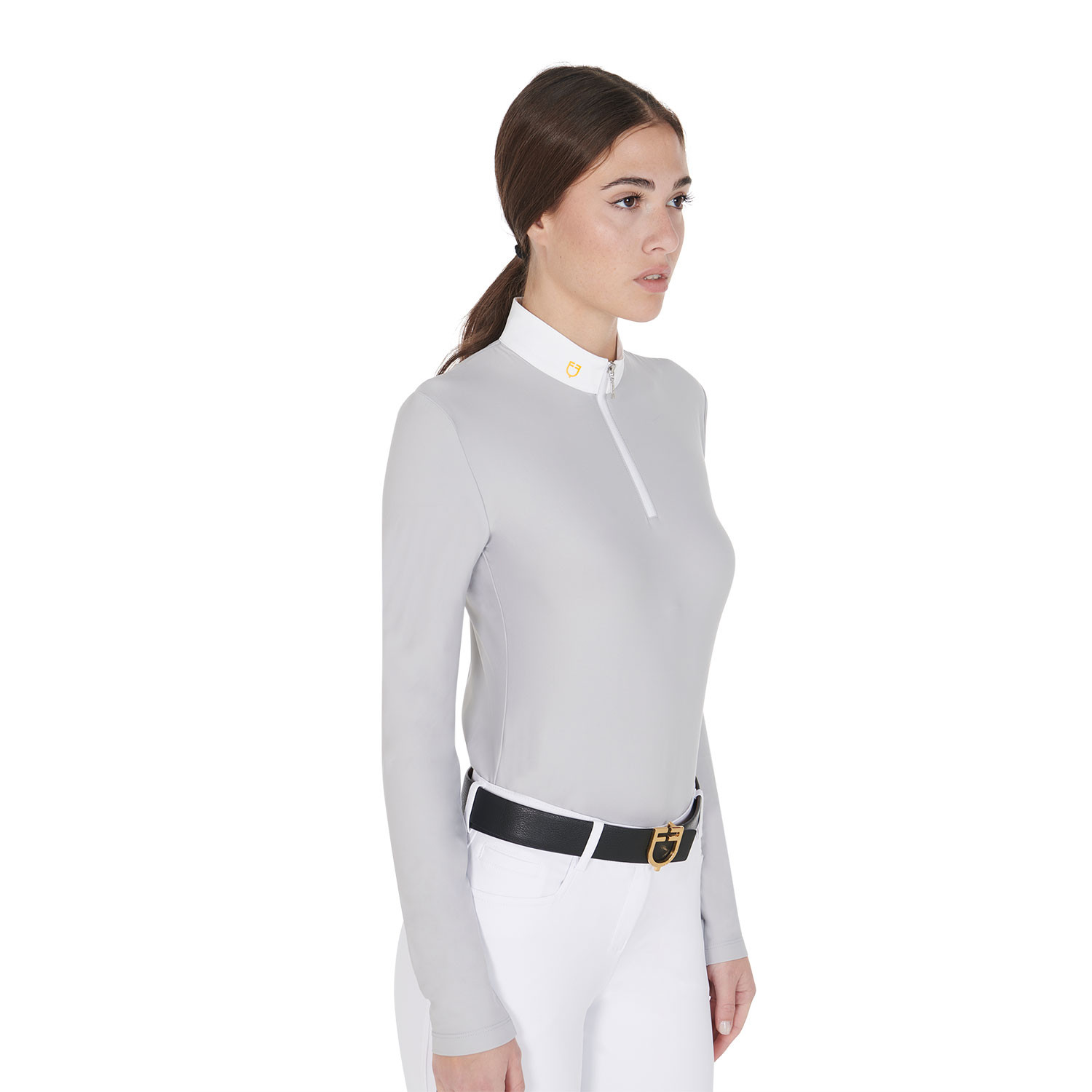 Langarm-Poloshirt aus technischem Fleece für Damen