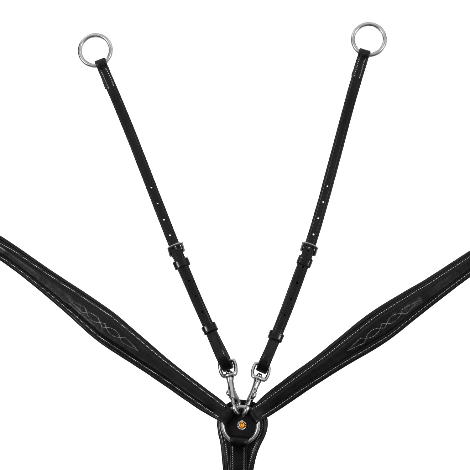Gegerbtes Leder-Vorderzeug mit Gabel und Stickereien