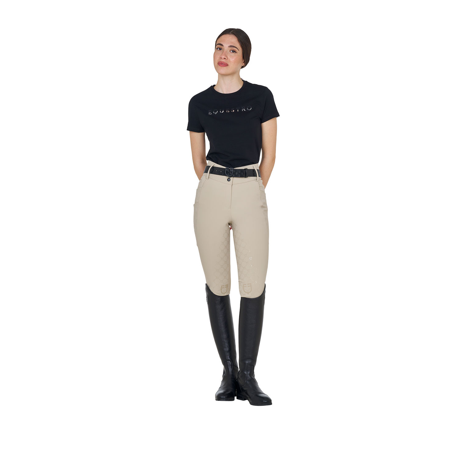 Damen-Reithose mit hohem Bund und Monogramm
