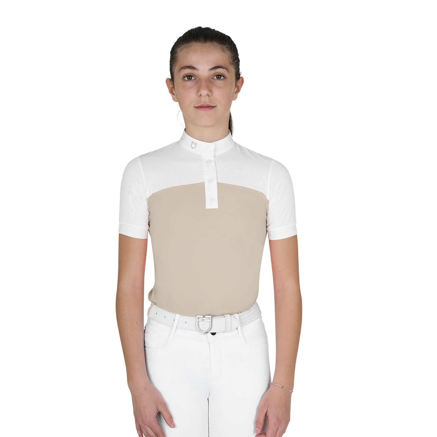 Mädchen-Turnierpolo Slim Fit mit perforiertem Stoff