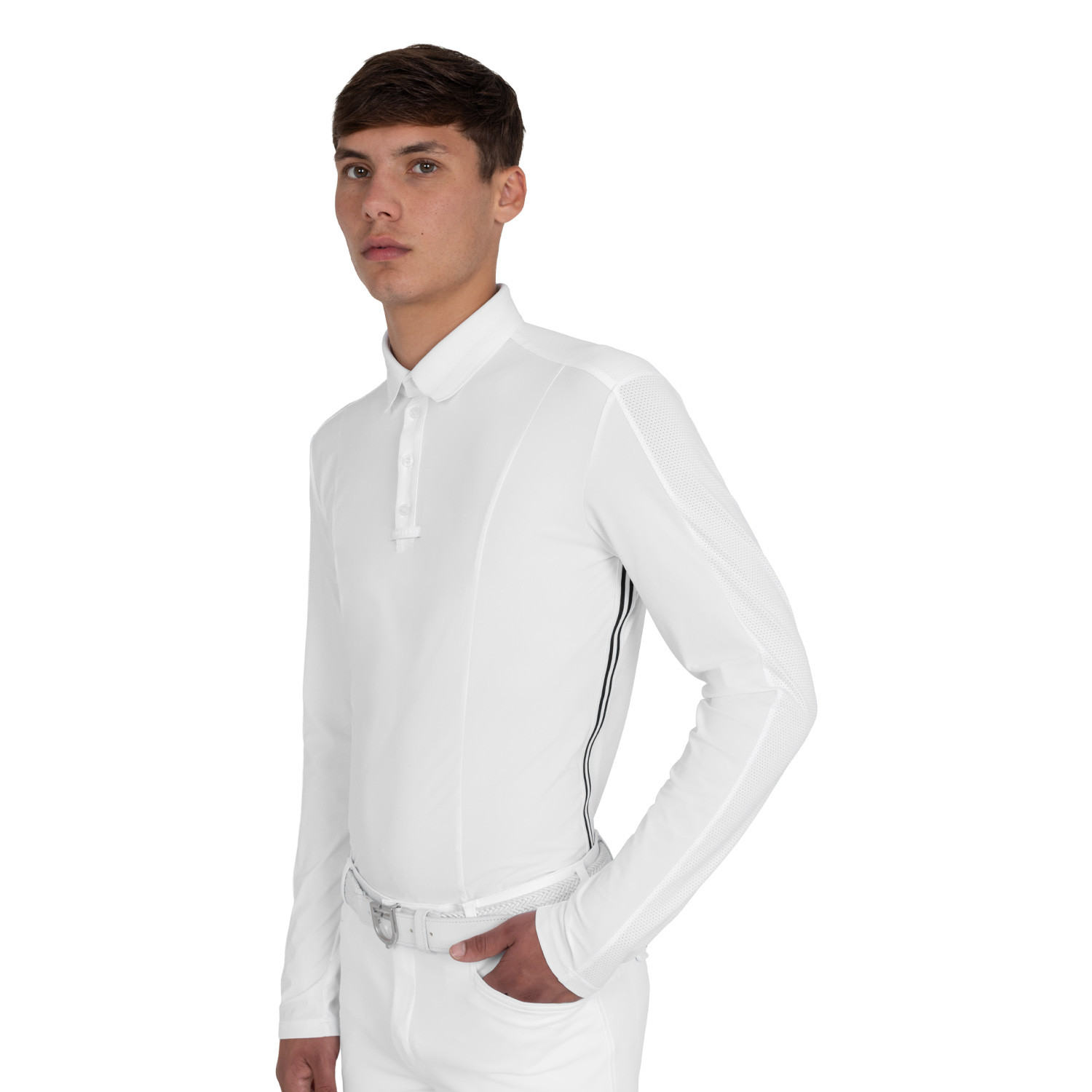 Herren-Turnierpolo mit Mesh- und Ripp-Einsätzen
