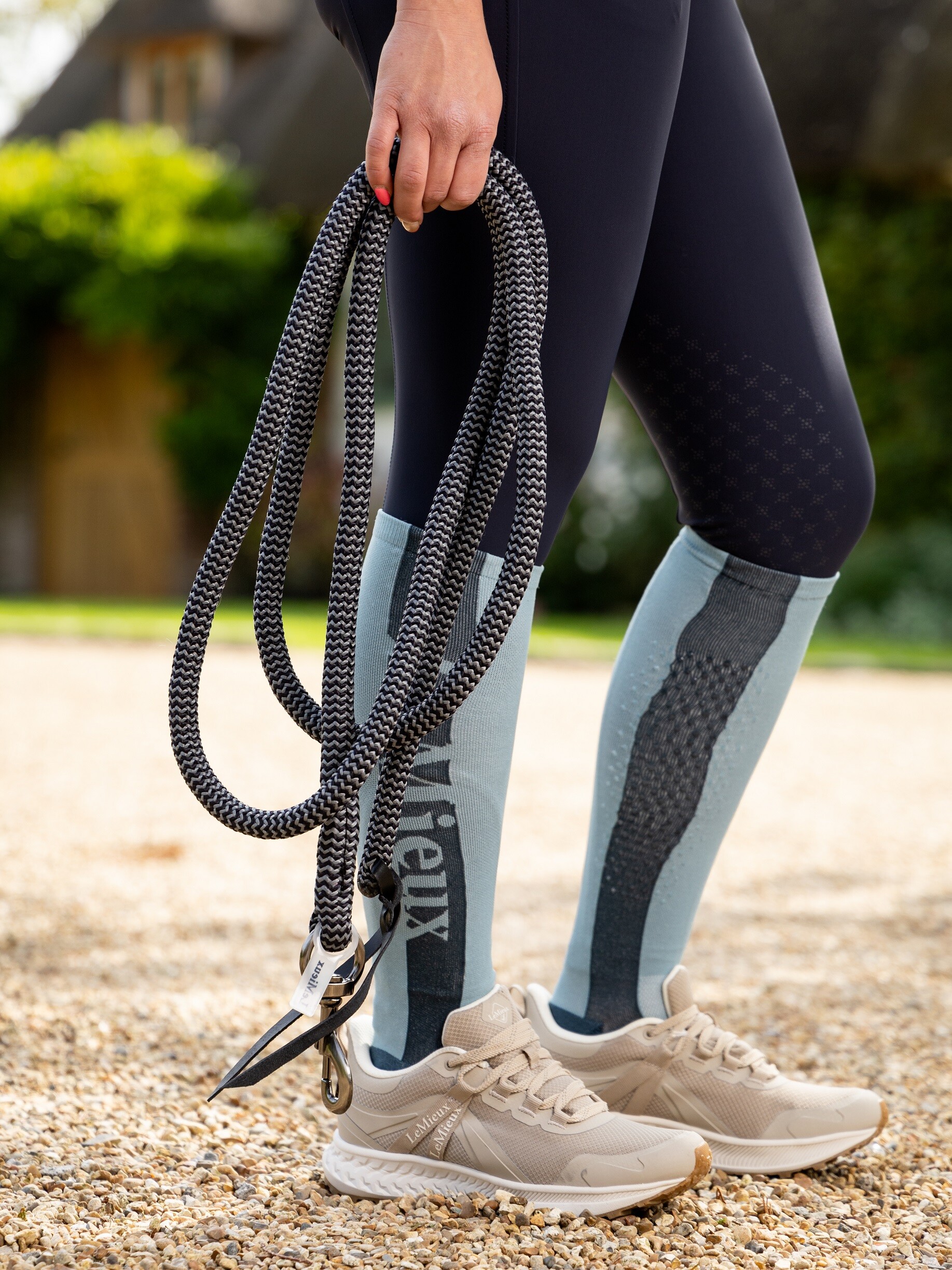 Trainingshalstertouw navy/grijs