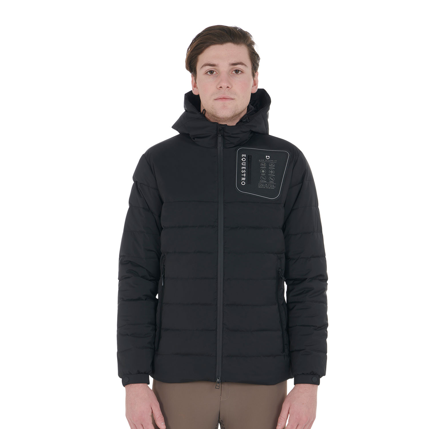Herren-Daunenjacke aus Stretchgewebe mit Silikon-Patch