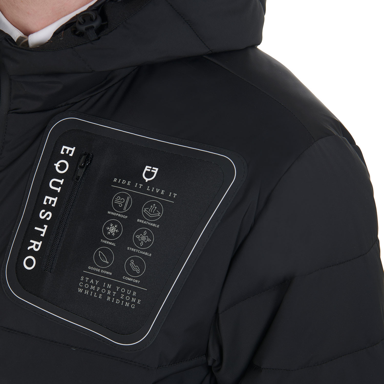Herren-Daunenjacke aus Stretchgewebe mit Silikon-Patch