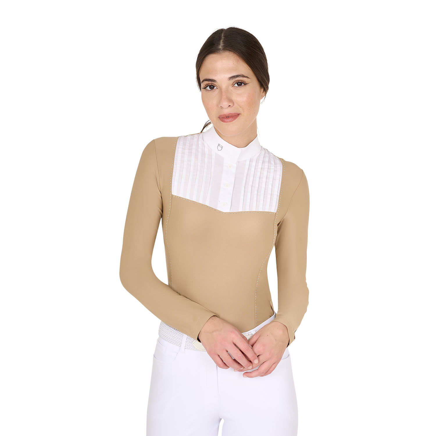 Tailliertes Damen-Turnierpoloshirt mit Strasssteinen