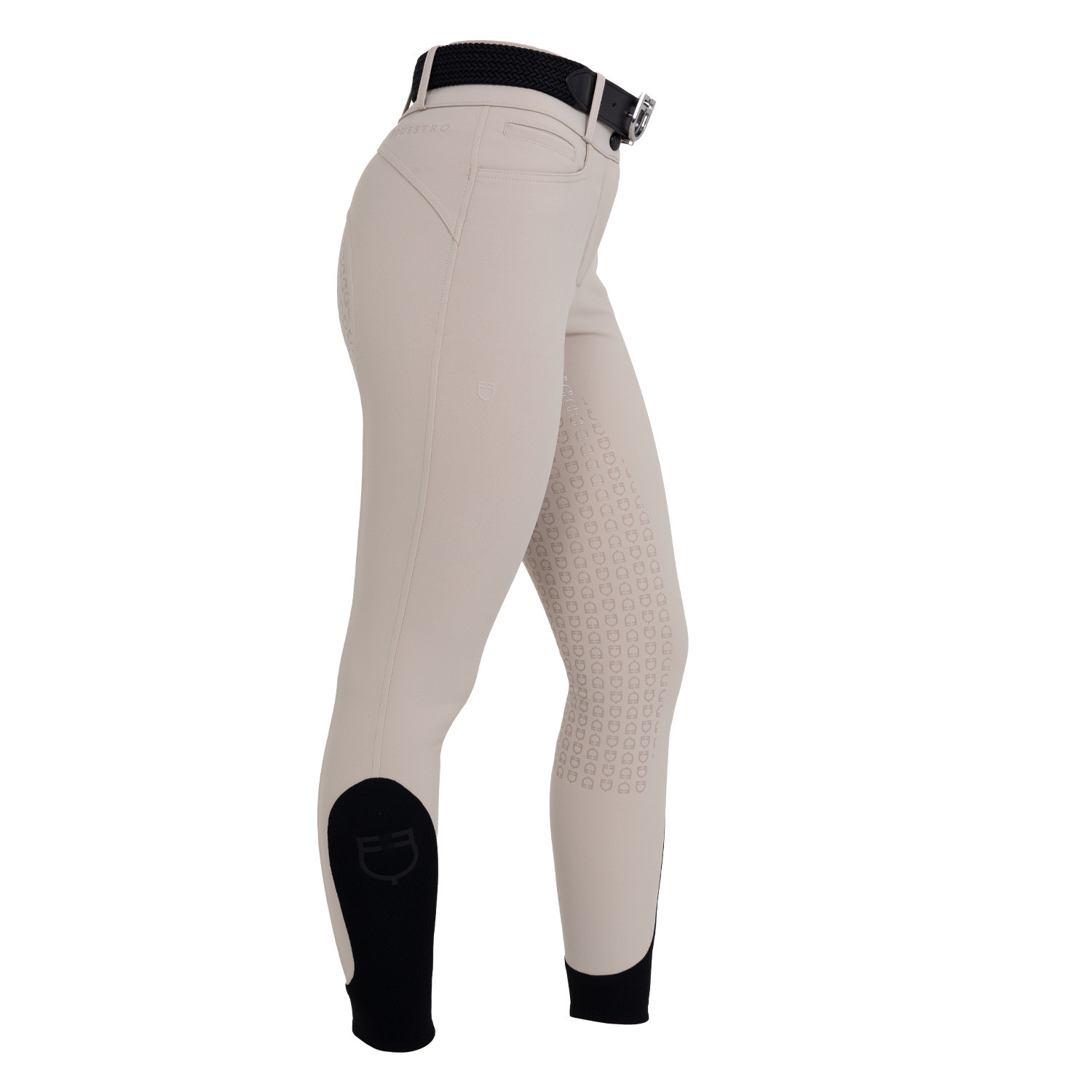 Pantalon d'équitation femme taille haute à fond intégral en tissu bi-stretch