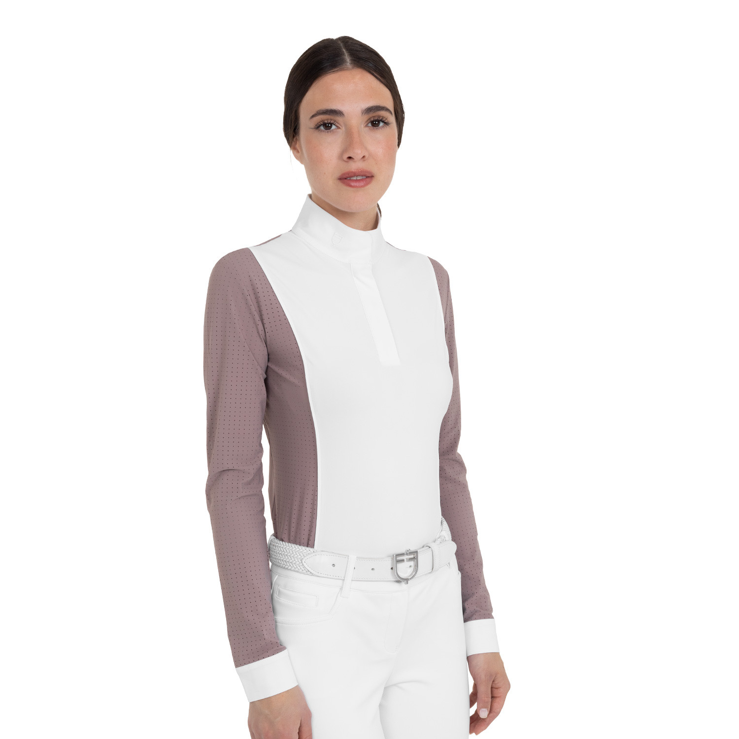 Perforiertes langärmliges Damen-Turnierpolo