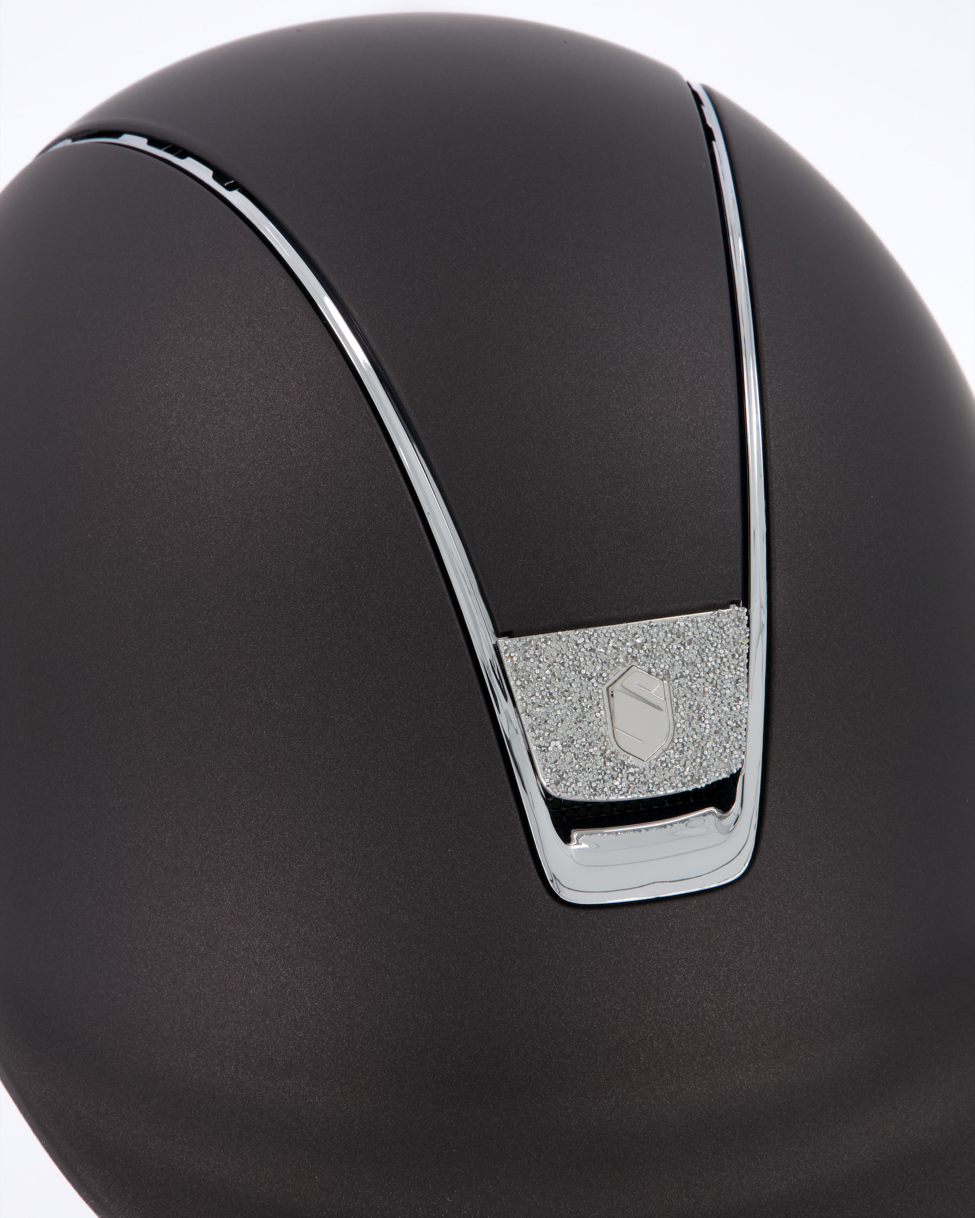 Riding helmet Shadowmatt Chrome Blason Crystal Fabric silver in brown