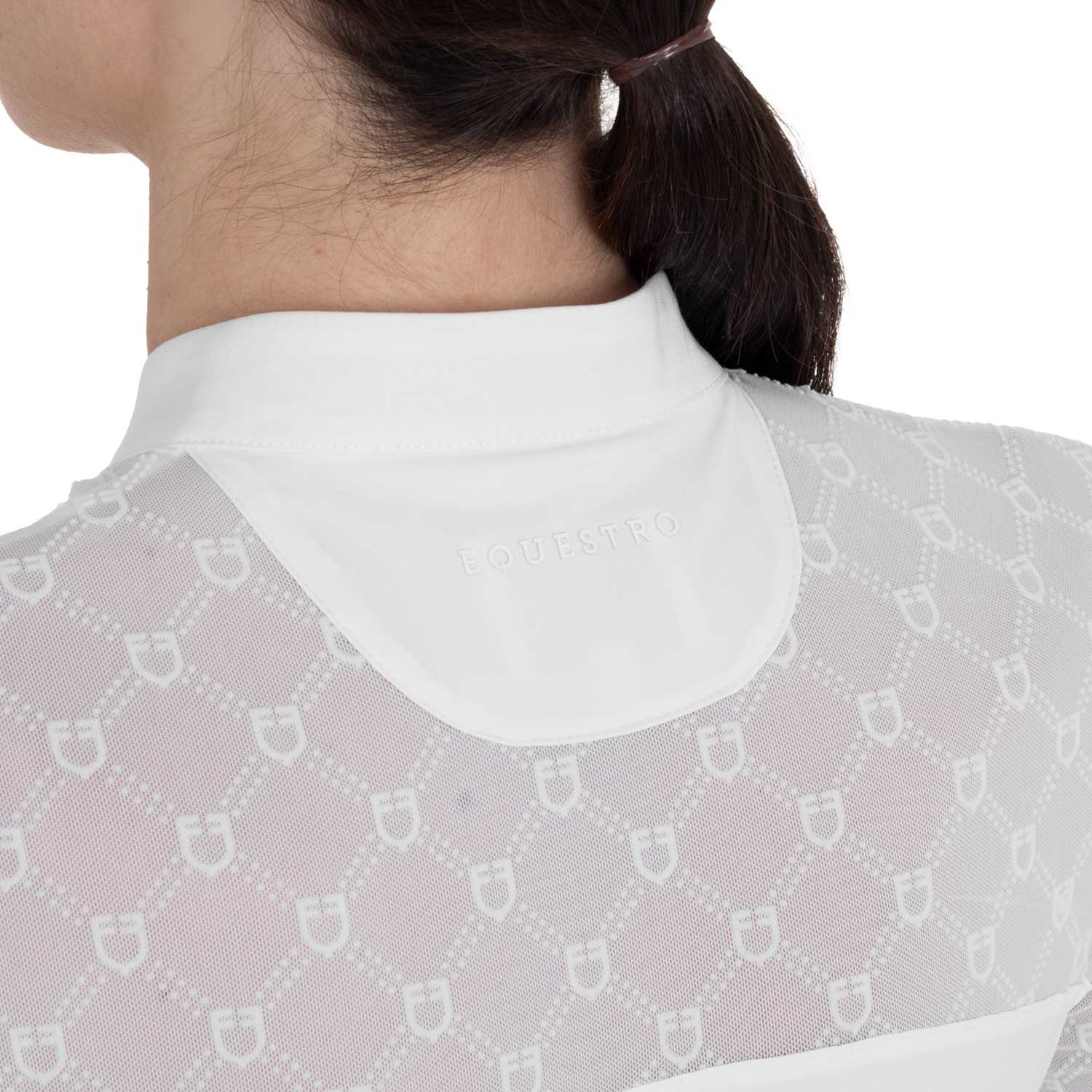 Langärmliges Damen-Turnierpolo mit Tüll-Einsätzen