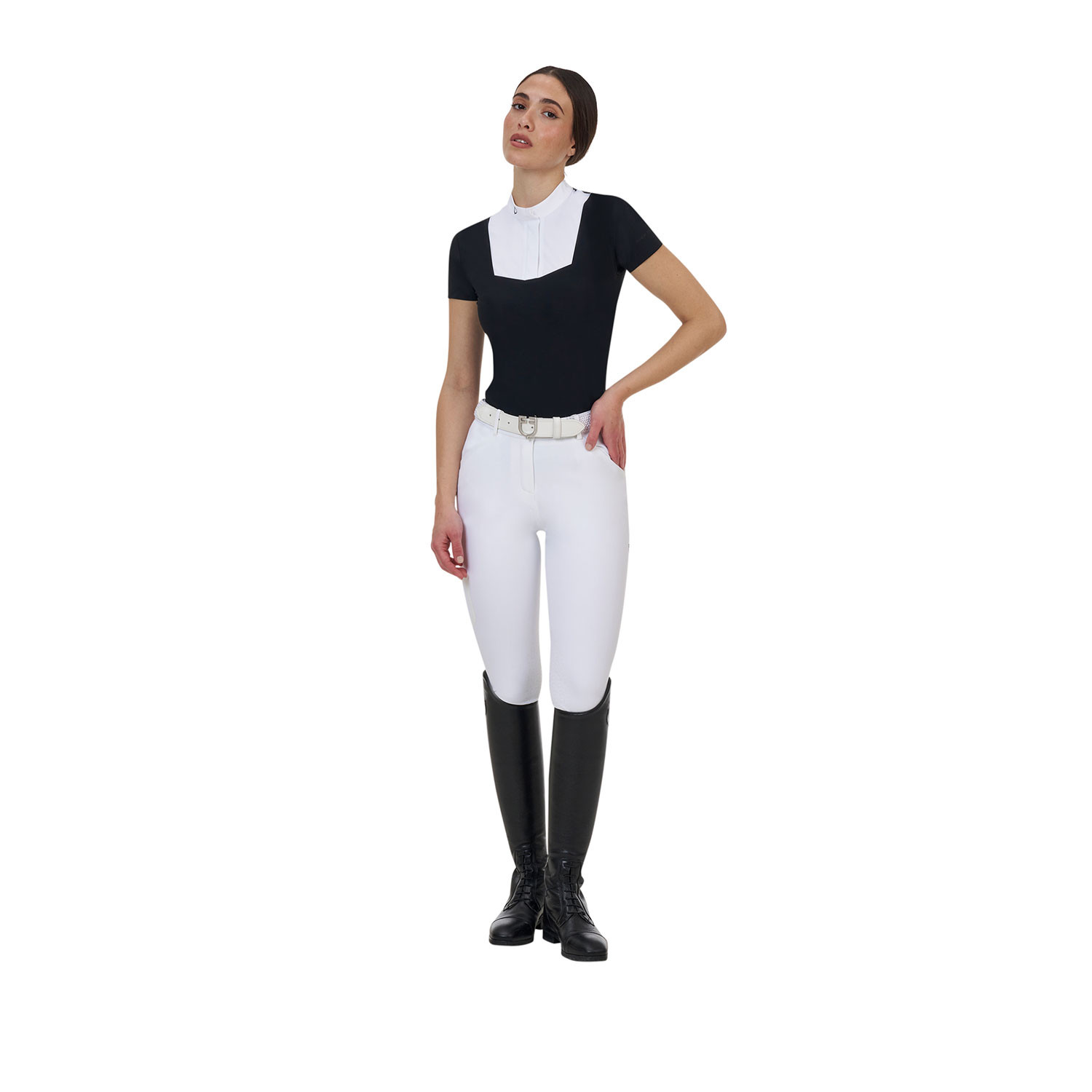 Damen-Turnierpoloshirt mit kurzen Ärmeln und Knöpfen