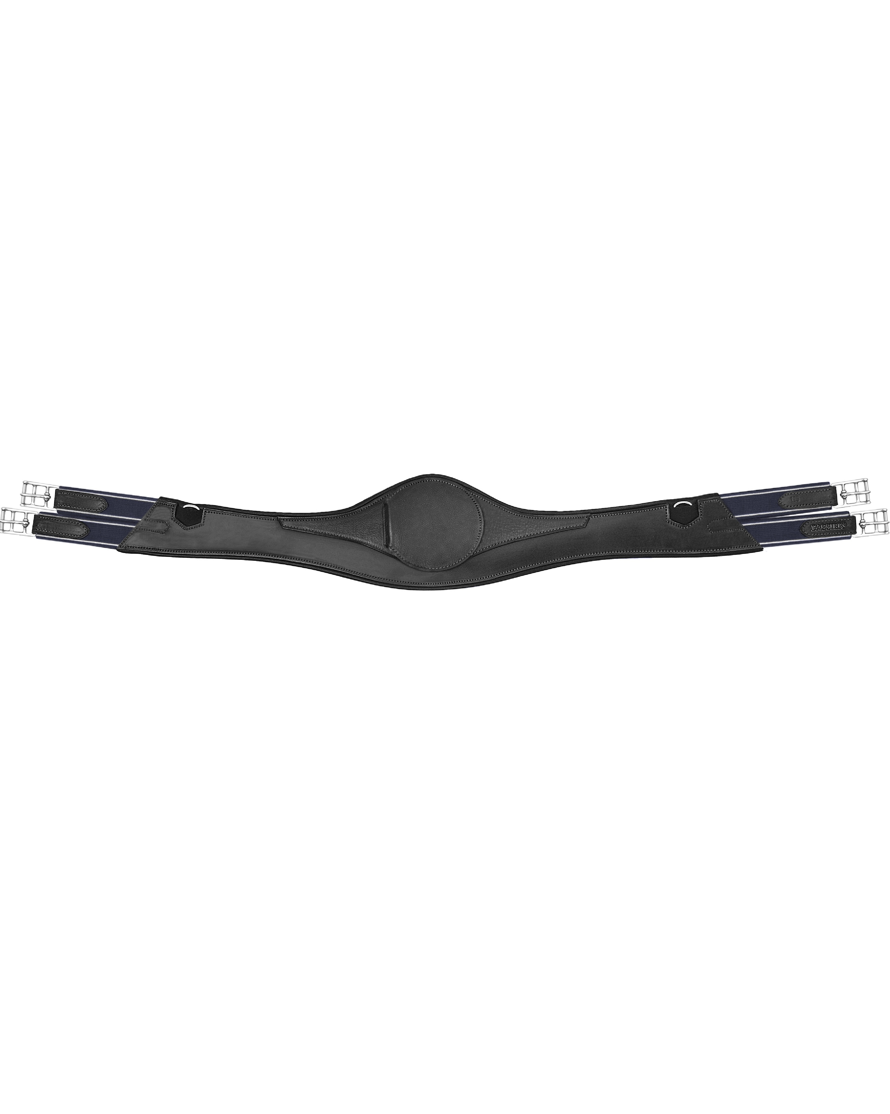 Leather saddle girth with widened girth centre in black