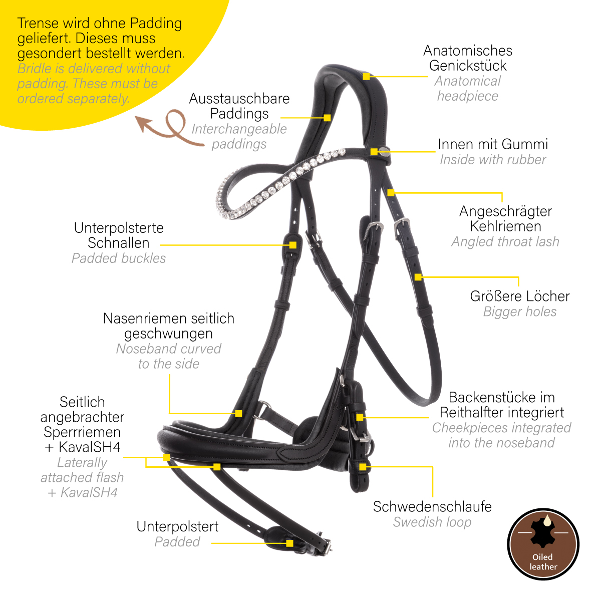 Trense geöltes Leder "Caliano Cerra" eng.-komb.