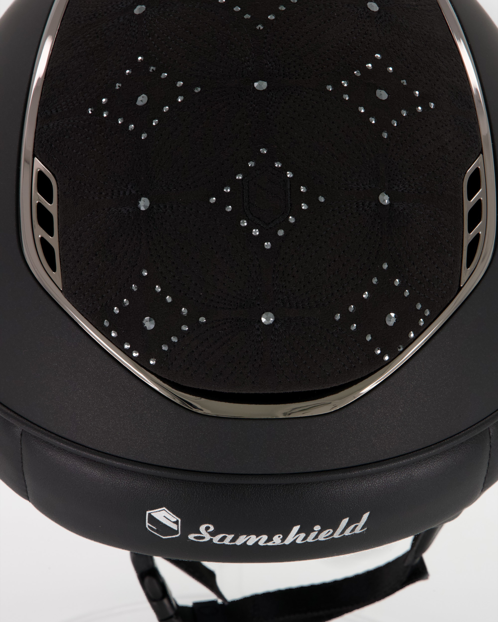 Reithelm 2.0 Miss Shield Shadowmatt black, Top u. Frontal Band Celestial Crystal, Trim u. Blason Chrome black