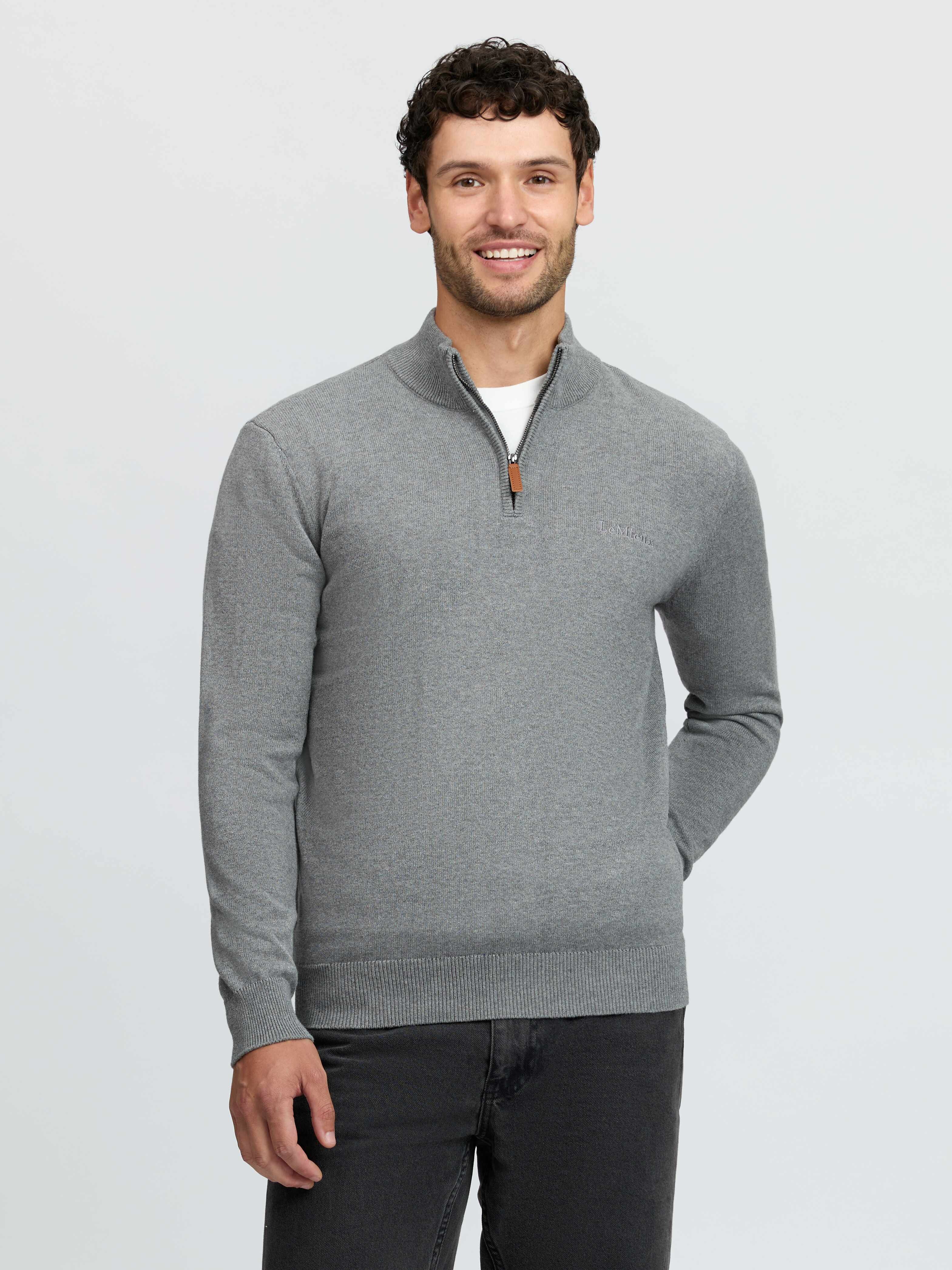 Herren Strickpullover mit Viertelreißverschluss