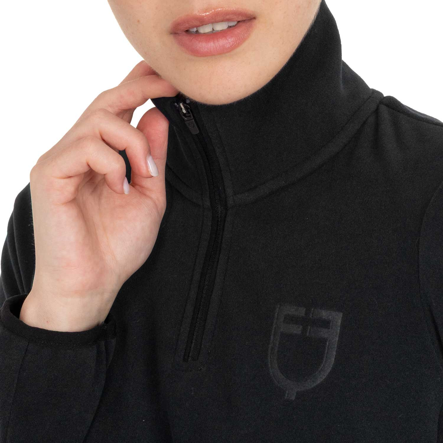 Damen-Fleece-Sweatshirt mit hohem Kragen und 3/4-Reißverschluss