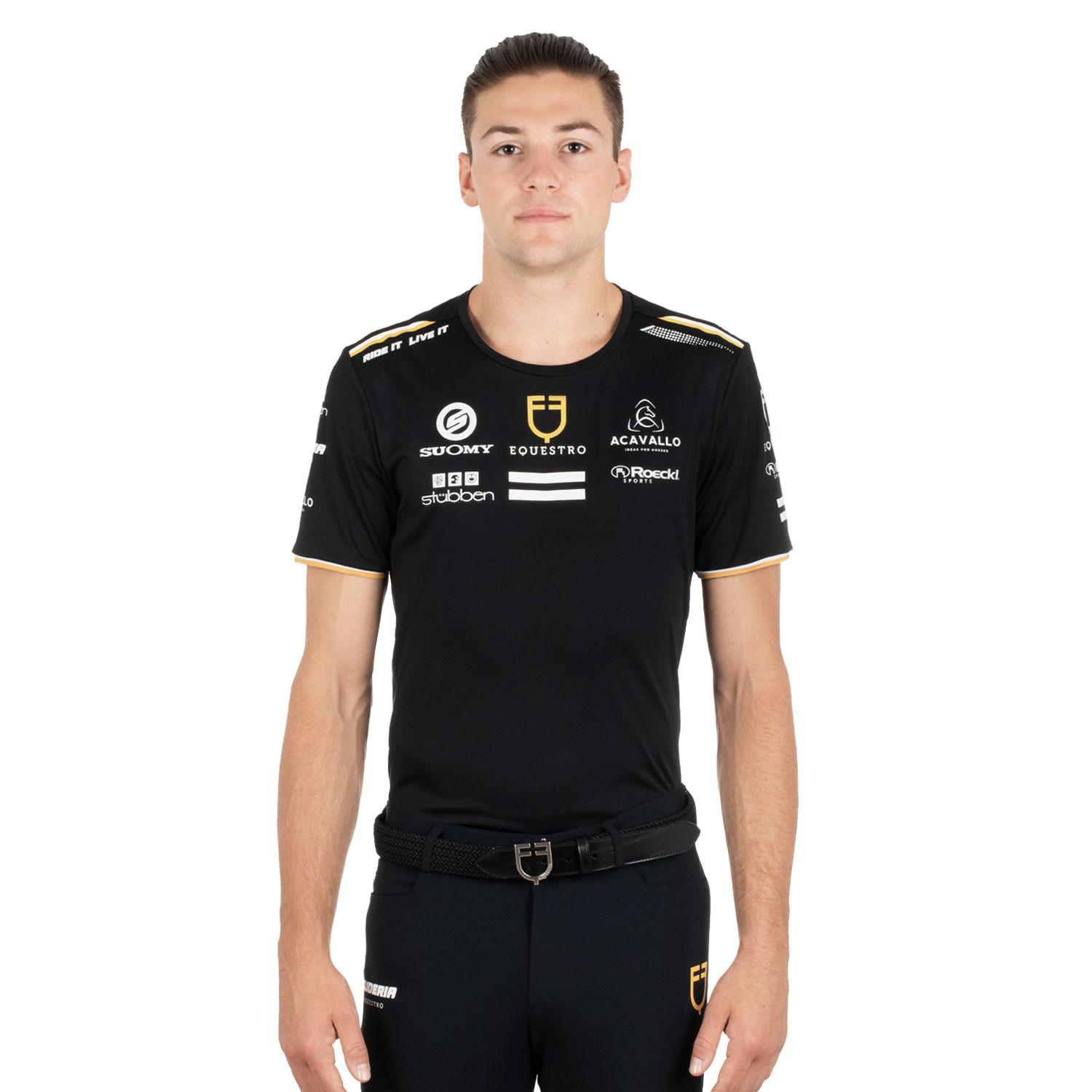 Herren-T-Shirt aus technischem Gewebe mit Multi-Logo