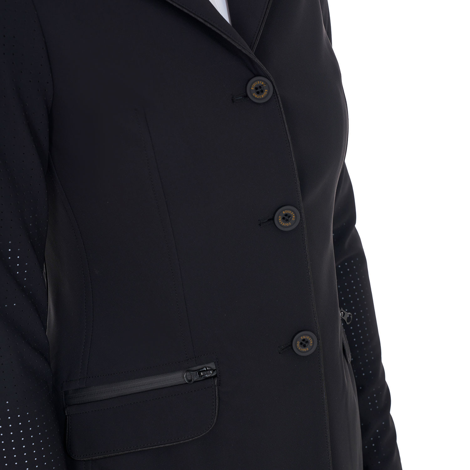 Damen-Turnierjacke mit drei Knöpfen aus perforiertem Stoff