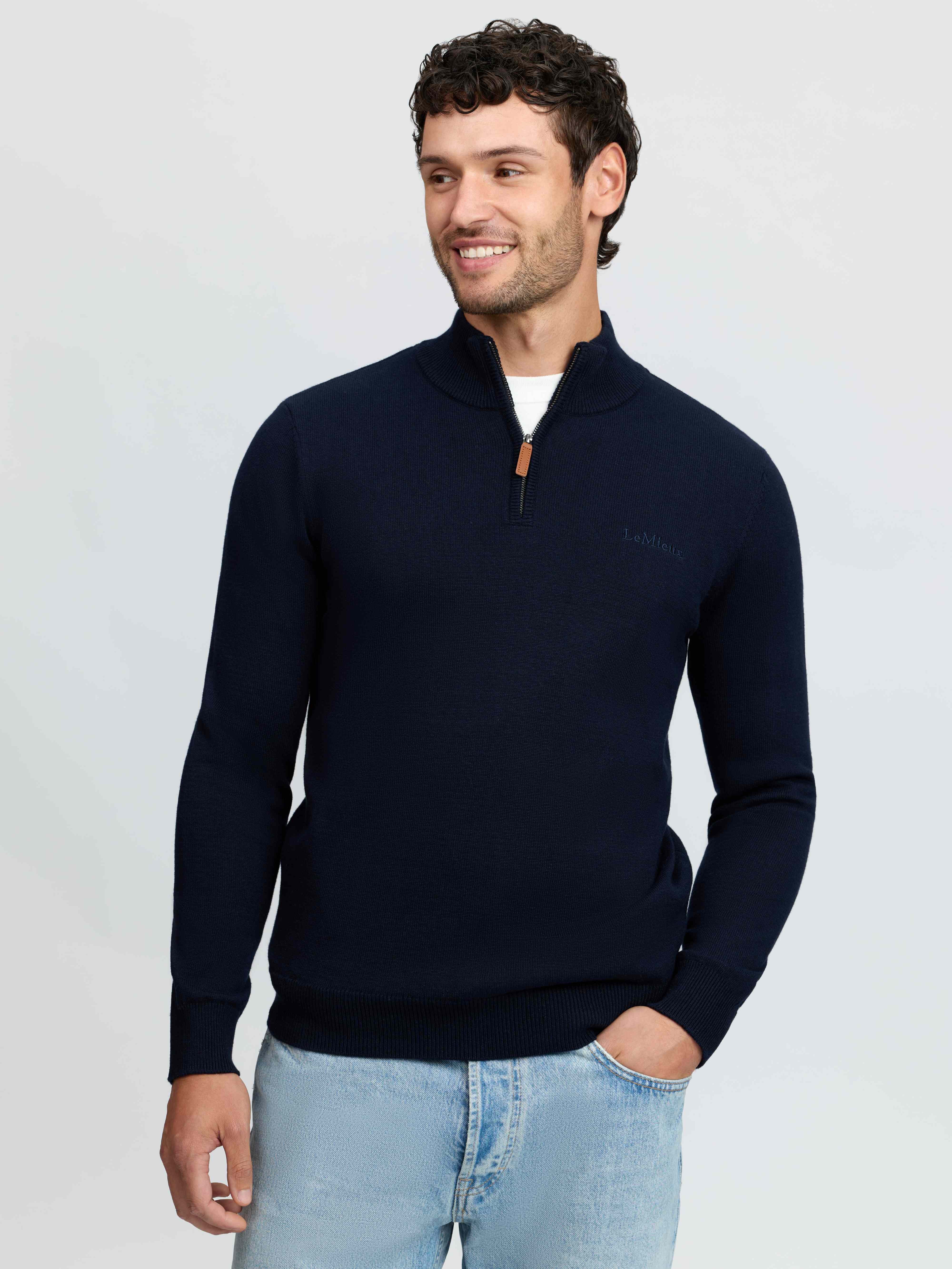 Herren Strickpullover mit Viertelreißverschluss