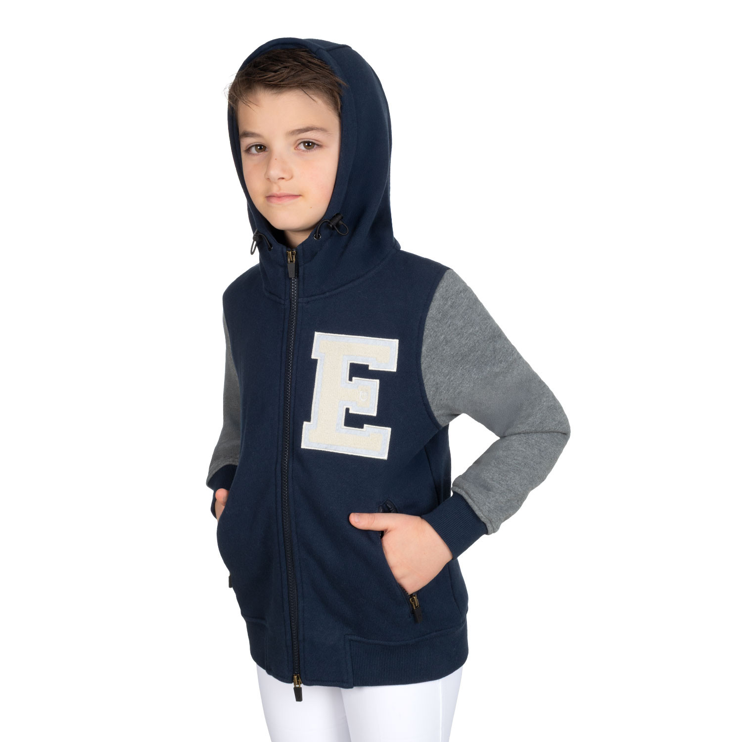 Zweifarbiger Hoodie für Jungen mit Frontreißverschluss