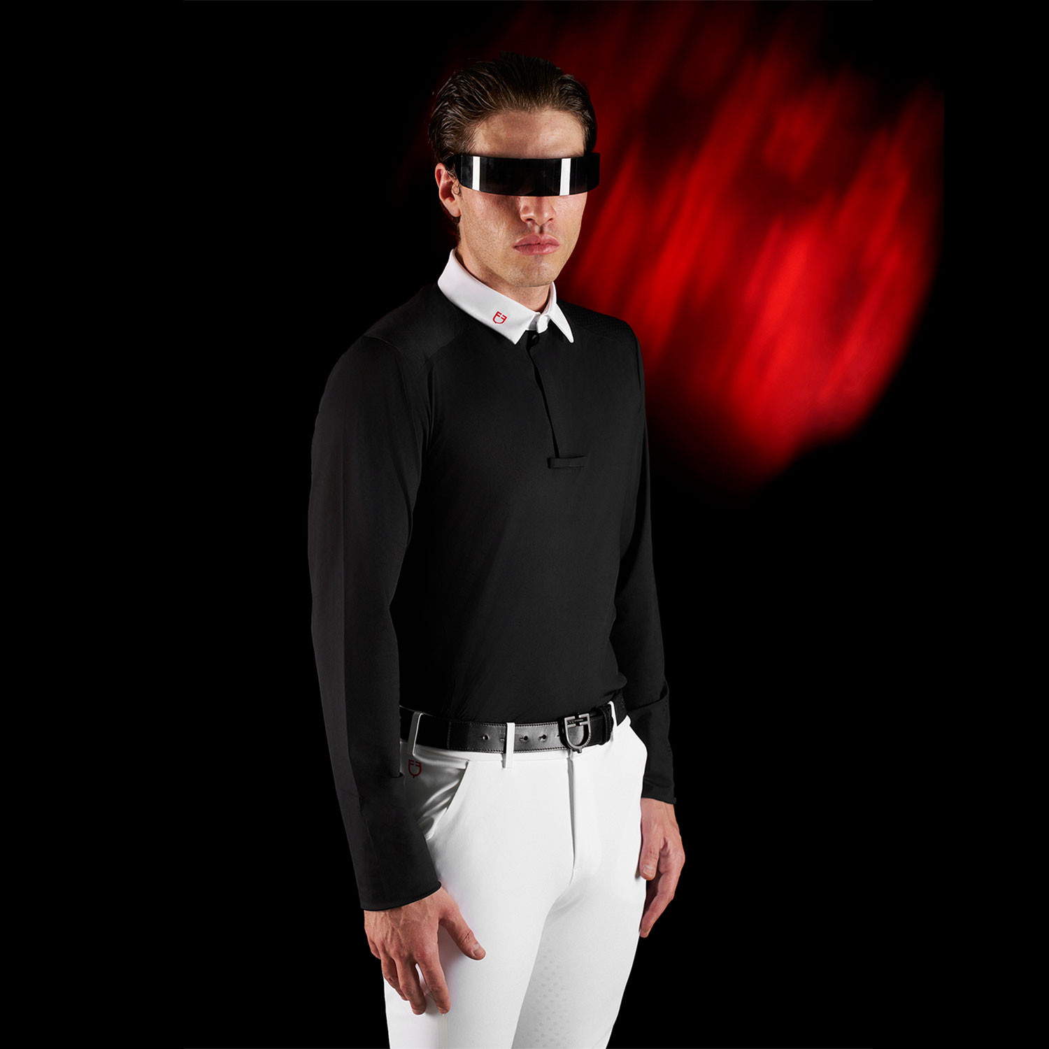 Ridertechnology Herren-Turnierpolo Langarm mit Knöpfen