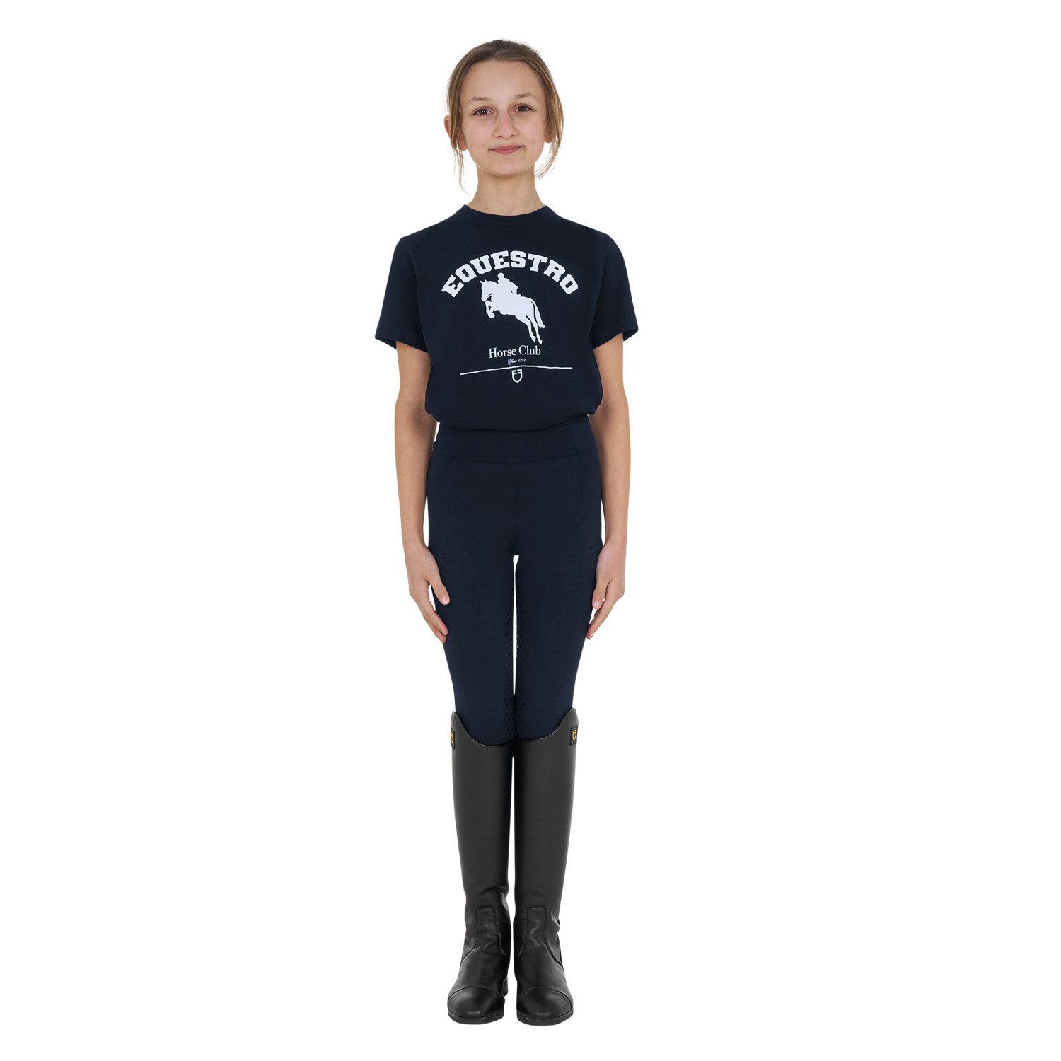 Baumwoll-T-Shirt Jumping Horse Club für Mädchen